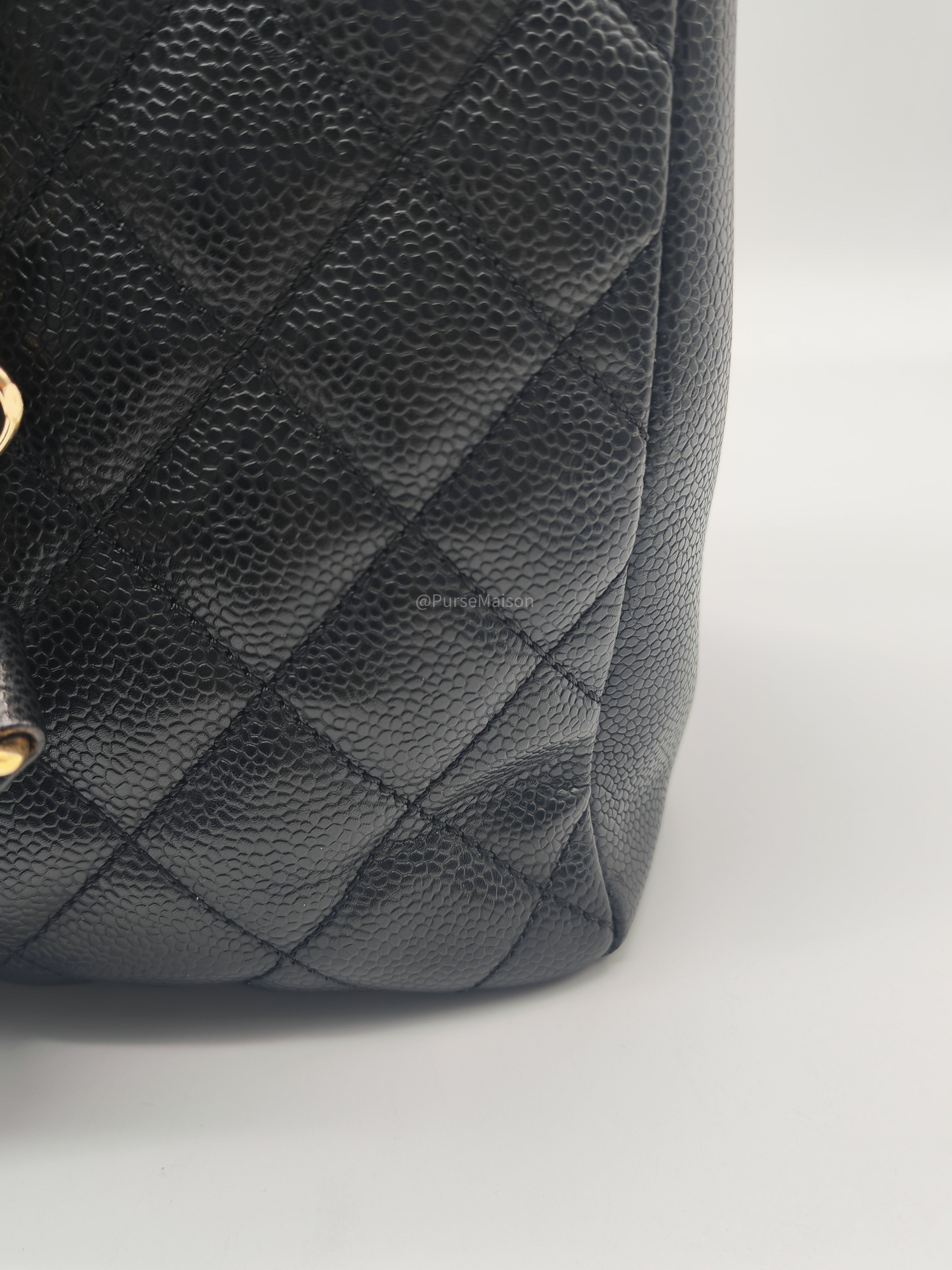 Chanel Grand Shopping Tote (GST) in Black Quilted Caviar Leather and Gold Hardware Series 13