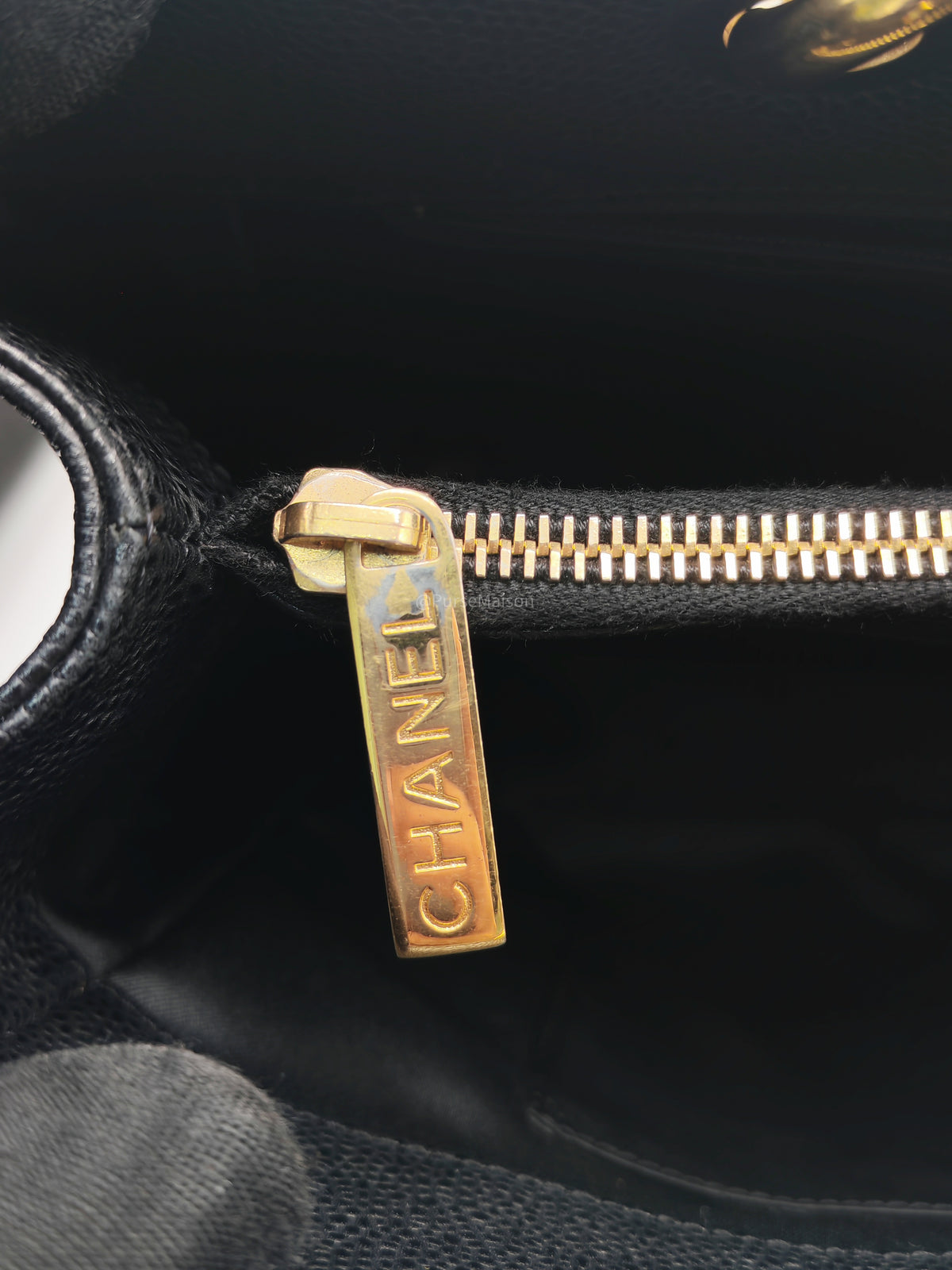 Chanel Grand Shopping Tote (GST) in Black Quilted Caviar Leather and Gold Hardware Series 13