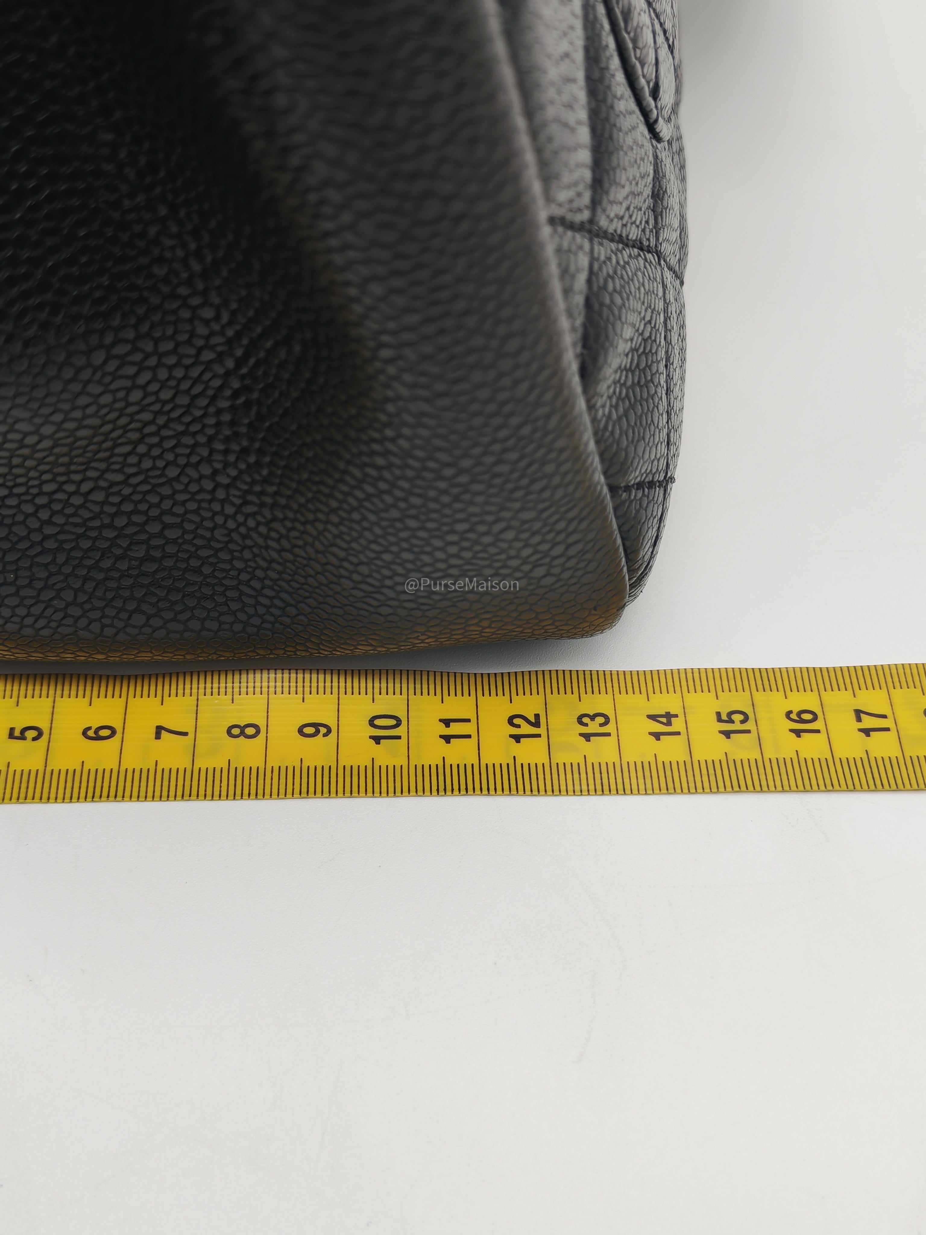 Chanel Grand Shopping Tote (GST) in Black Quilted Caviar Leather and Gold Hardware Series 13