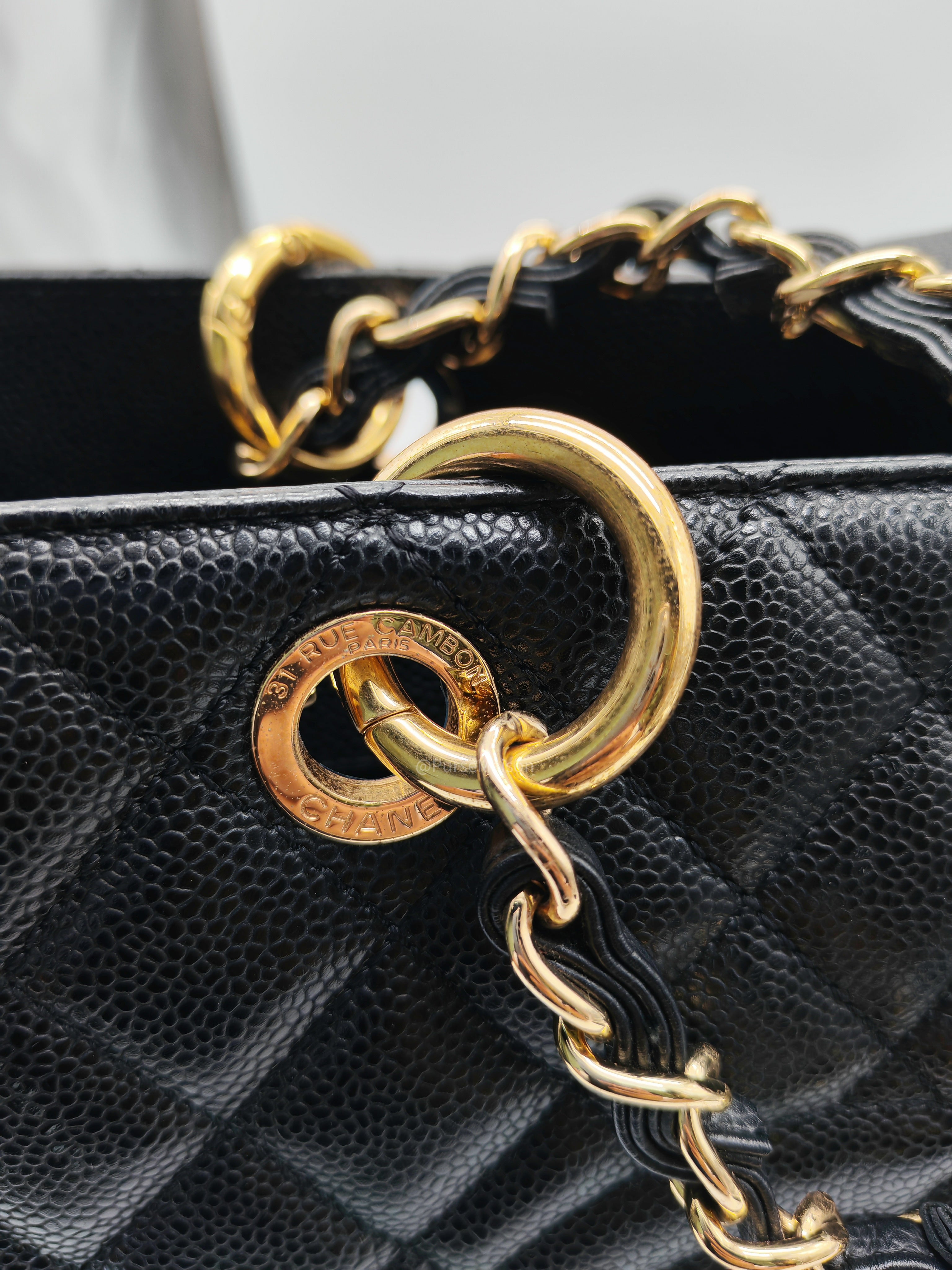 Chanel Grand Shopping Tote Bag (GST) in Black Quilted Caviar Leather Gold Hardware (Series 19****53)