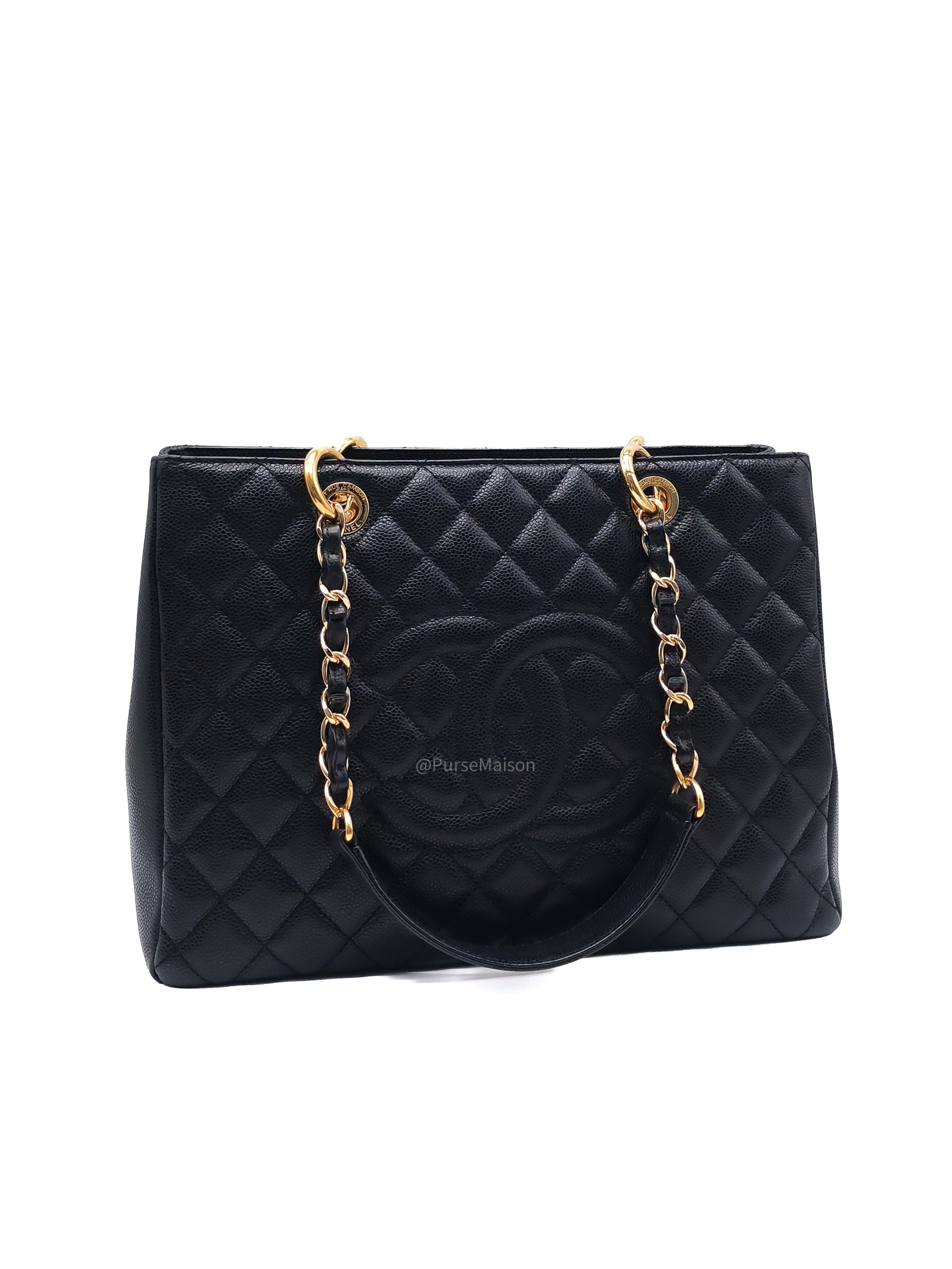 Chanel Grand Shopping Tote Bag (GST) in Black Quilted Caviar Leather Gold Hardware (Series 19****53)