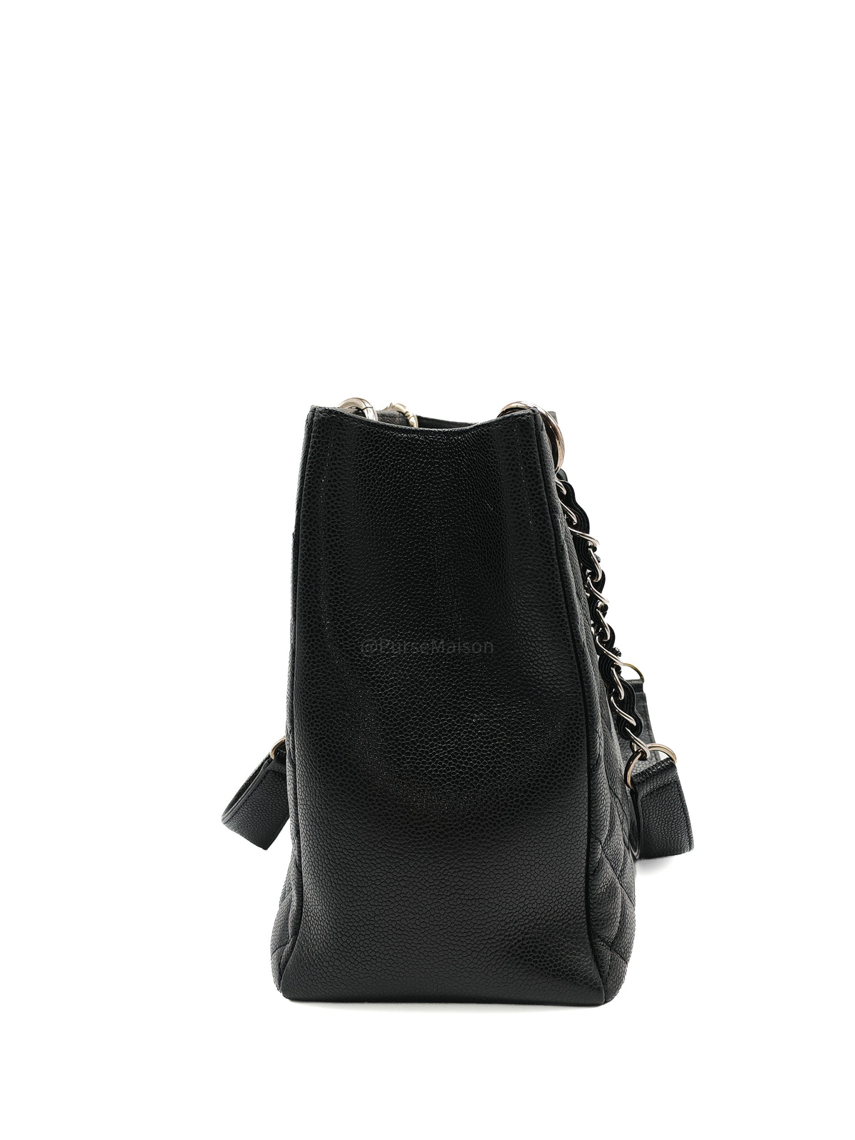 Chanel Grand Shopping Tote (GST) in Black Quilted Caviar Leather and Silver Hardware Series 19