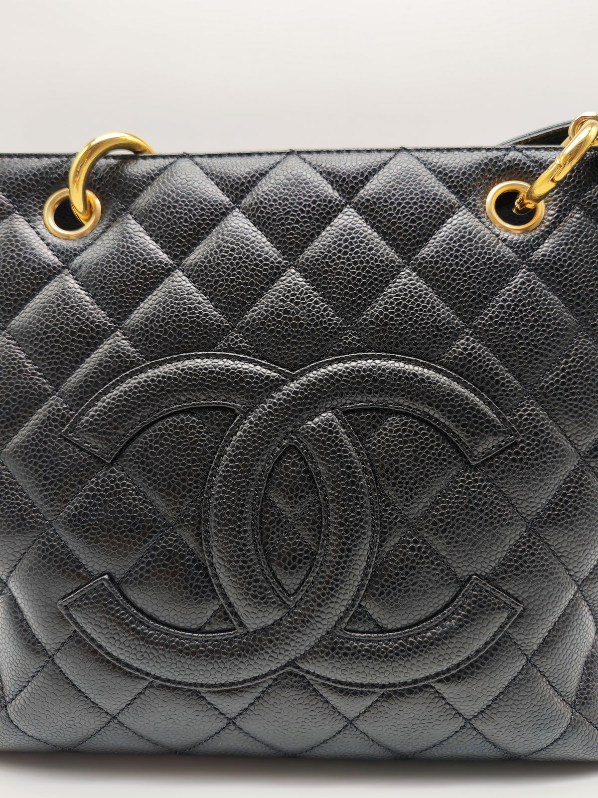 Chanel Grand Shopping Tote (GST) in Black Caviar Leather and Gold Hardware Series 13