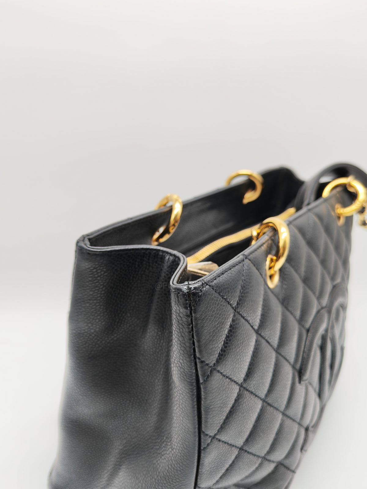 Chanel Grand Shopping Tote (GST) in Black Caviar Leather and Gold Hardware Series 13
