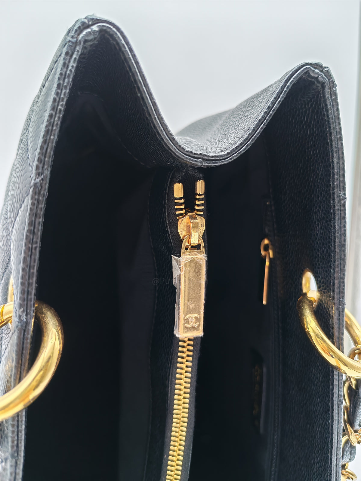 Chanel Grand Shopping Tote (GST) in Black Caviar Leather and Gold Hardware Series 13