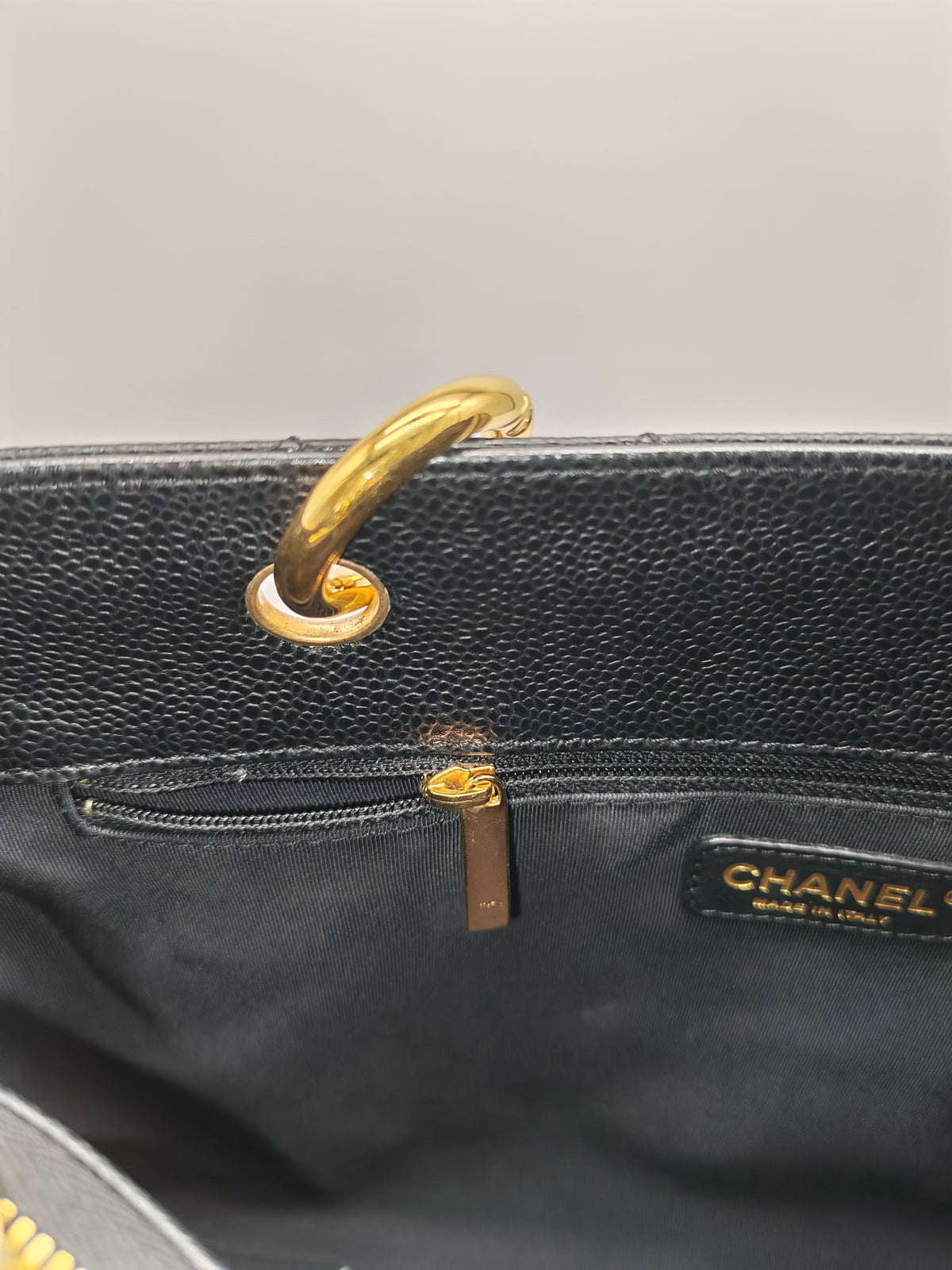 Chanel Grand Shopping Tote (GST) in Black Caviar Leather and Gold Hardware Series 13