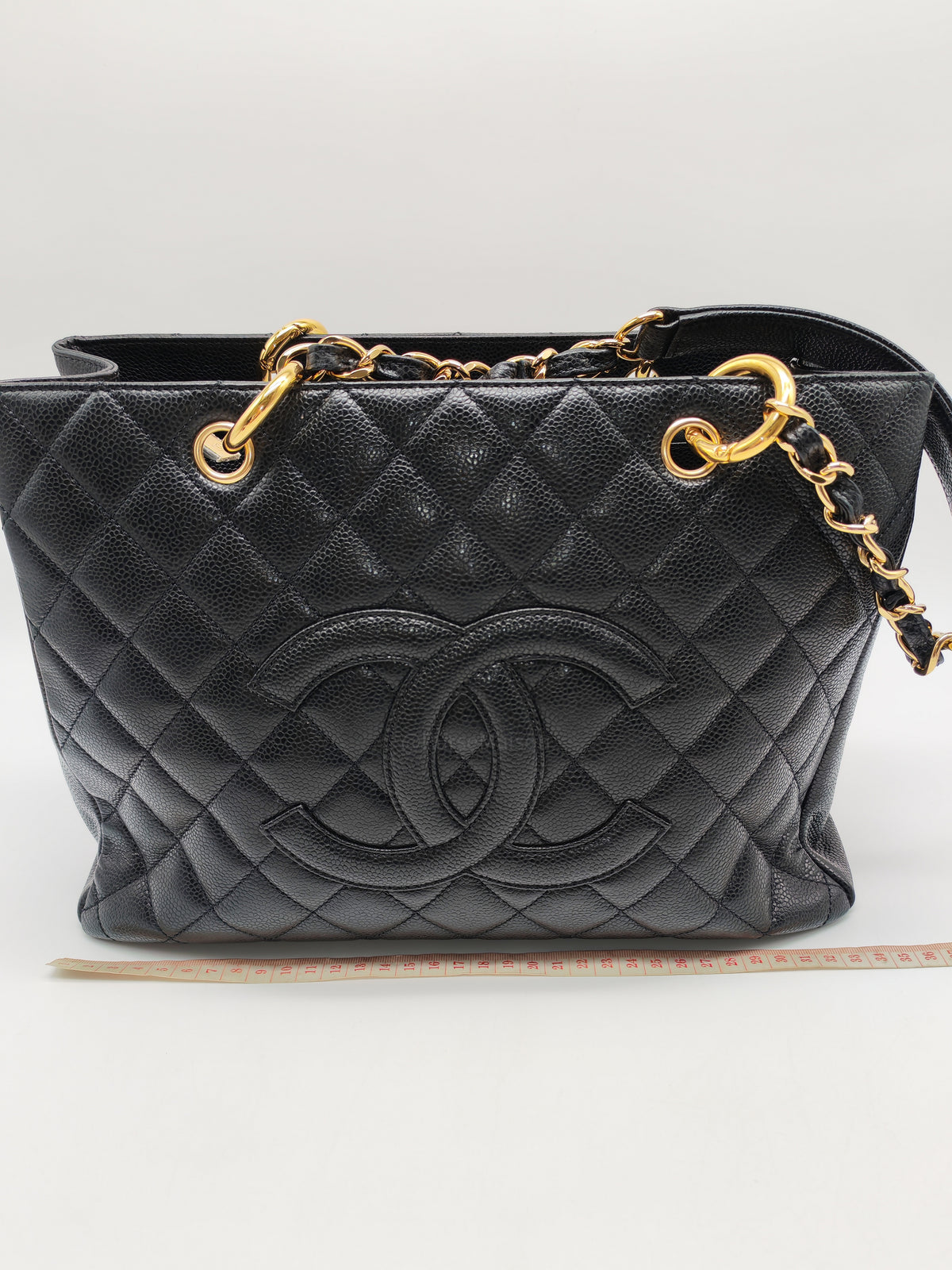 Chanel Grand Shopping Tote (GST) in Black Caviar Leather and Gold Hardware Series 13