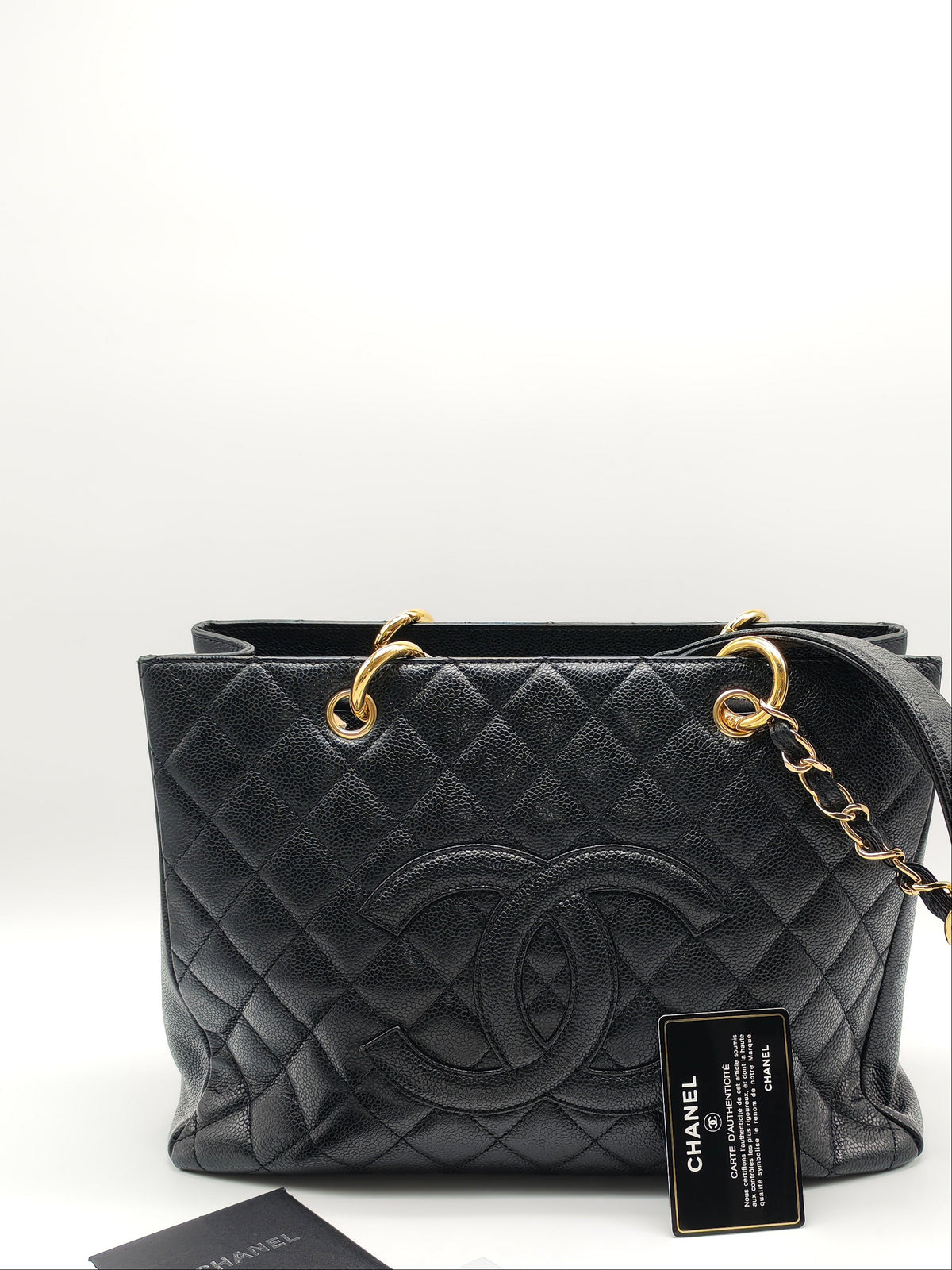 Chanel Grand Shopping Tote (GST) in Black Caviar Leather and Gold Hardware Series 13