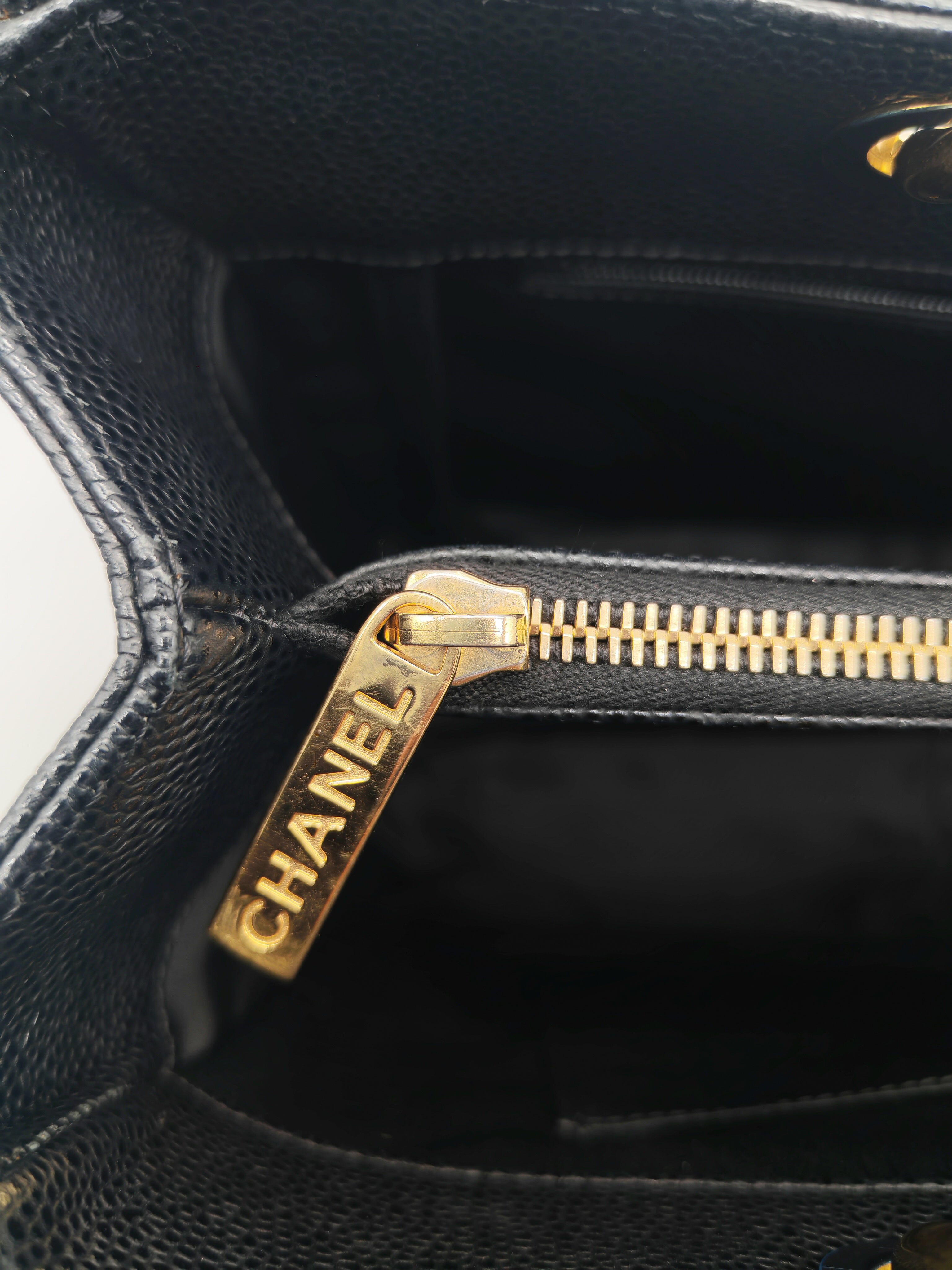 Chanel Grand Shopping Tote (GST) in Black Caviar Leather and Gold Hardware Series 17