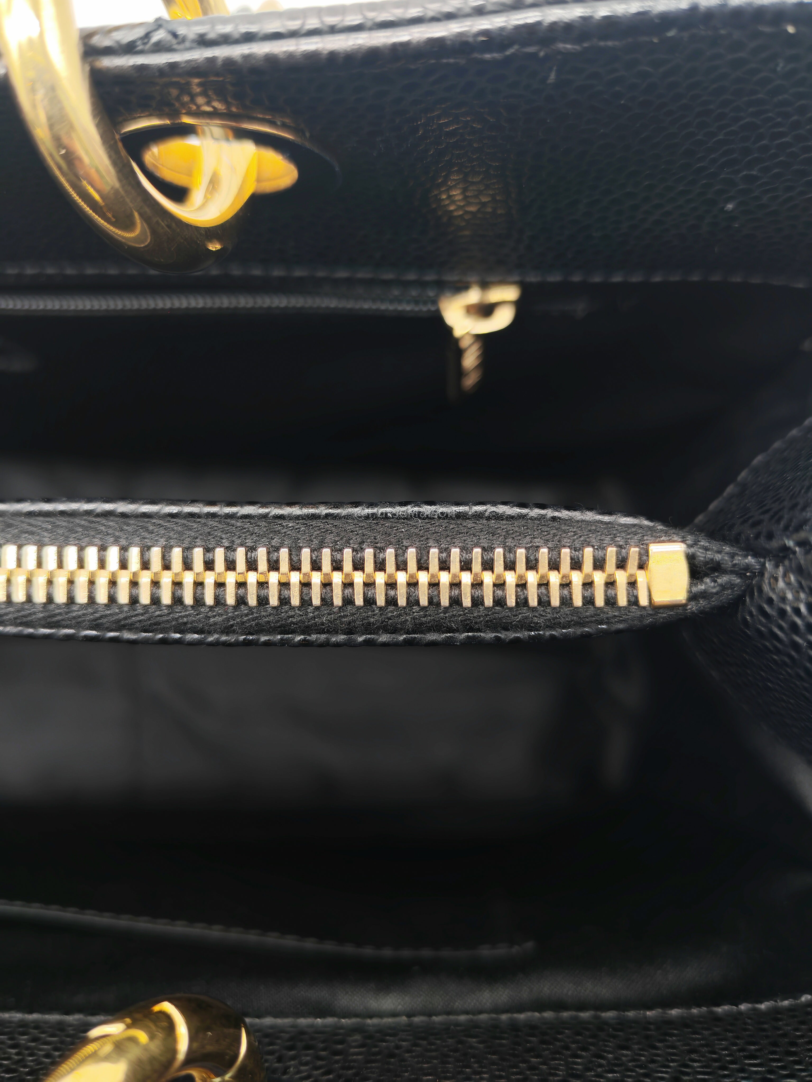 Chanel Grand Shopping Tote (GST) in Black Caviar Leather and Gold Hardware Series 17