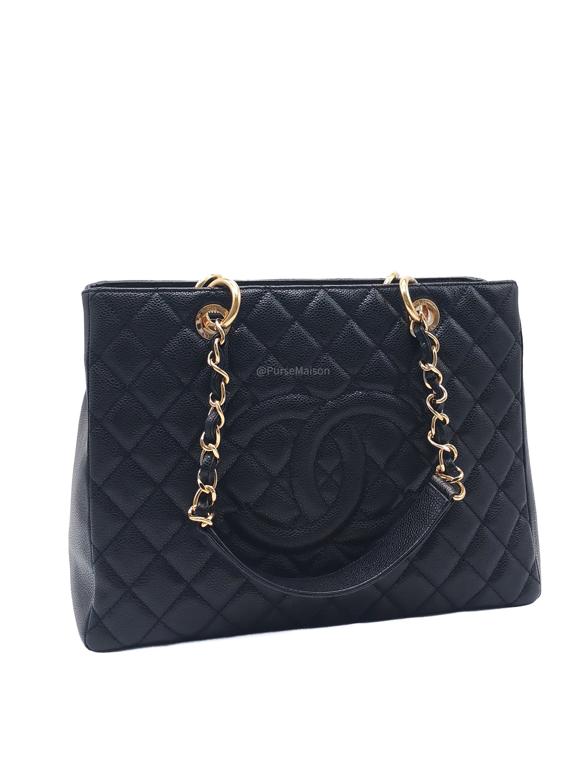 Chanel Grand Shopping Tote (GST) in Black Caviar Leather and Gold Hardware Series 17