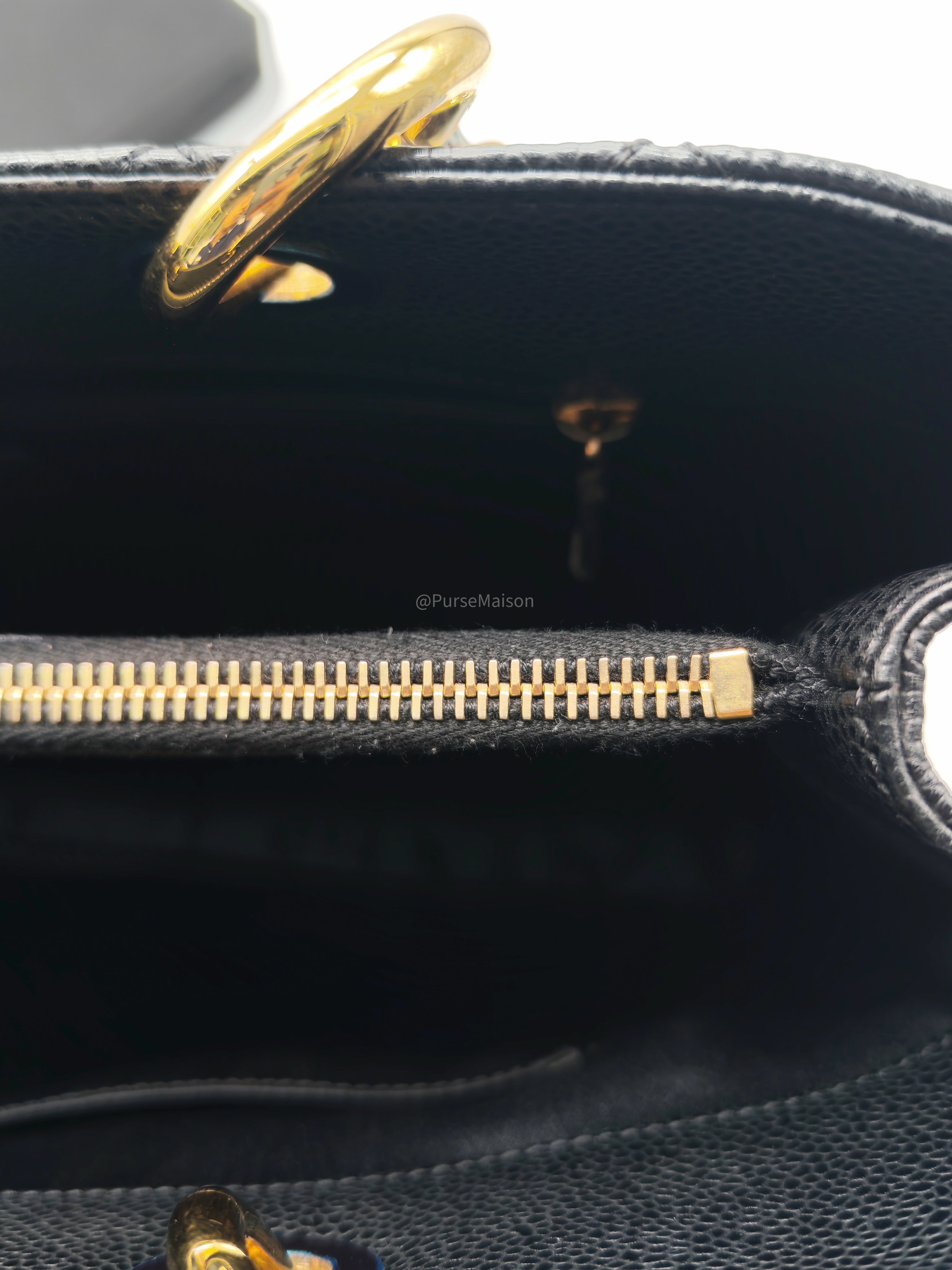 Chanel Grand Shopping Tote Bag (GST) in Black Quilted Caviar Leather Gold Hardware (Series 19)