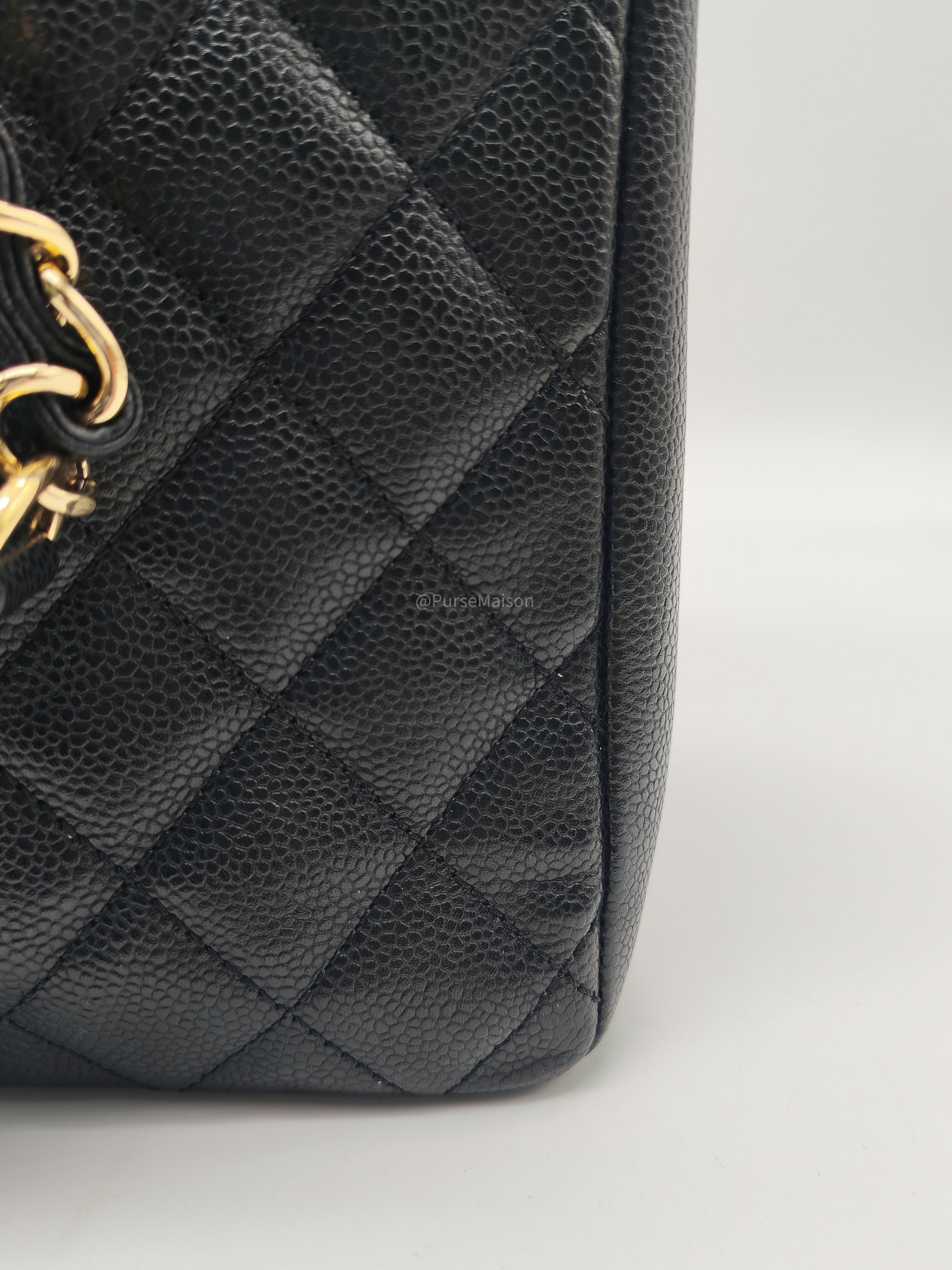 Chanel Grand Shopping Tote Bag (GST) in Black Quilted Caviar Leather Gold Hardware (Series 19)