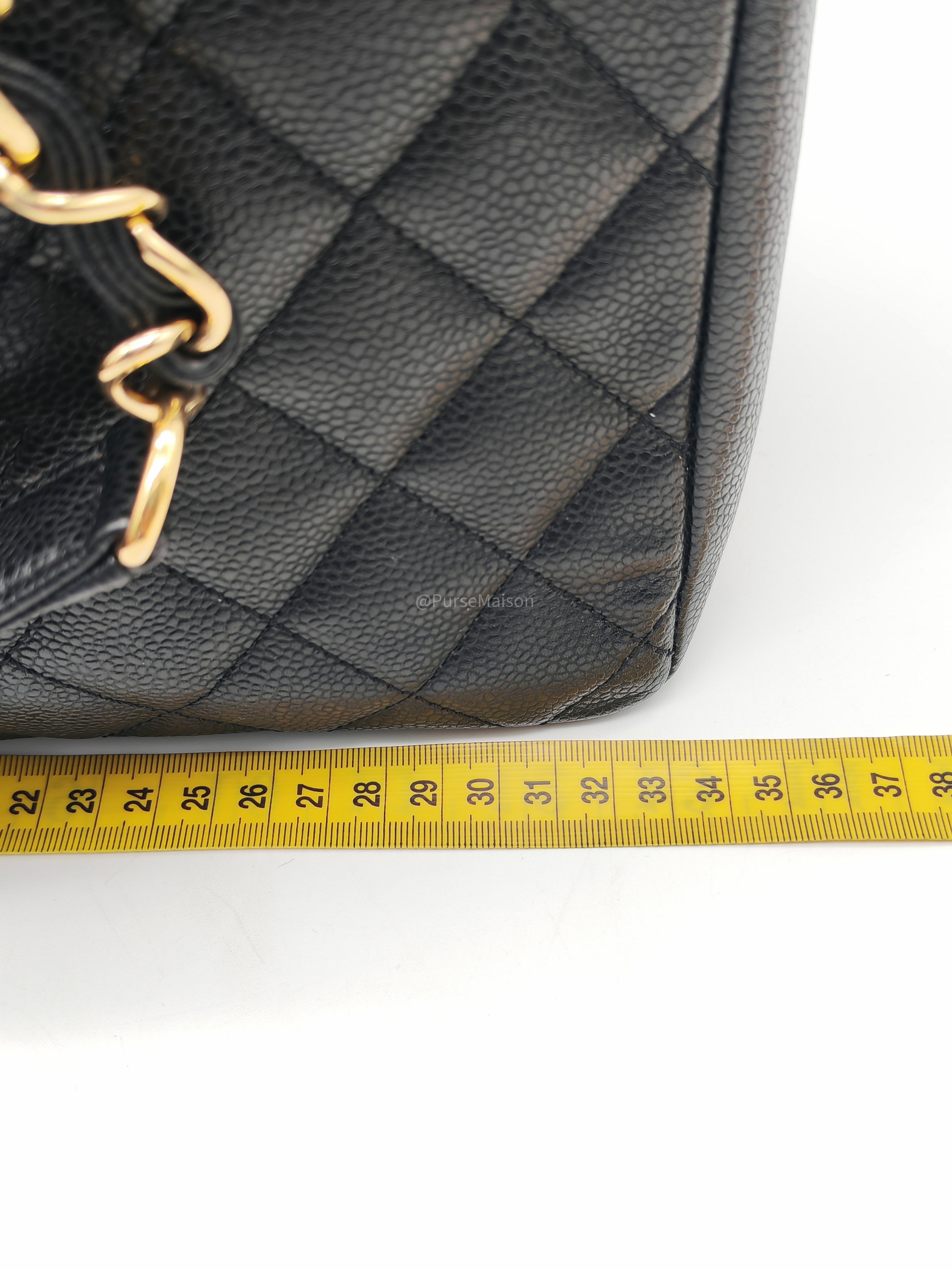 Chanel Grand Shopping Tote Bag (GST) in Black Quilted Caviar Leather Gold Hardware (Series 19)