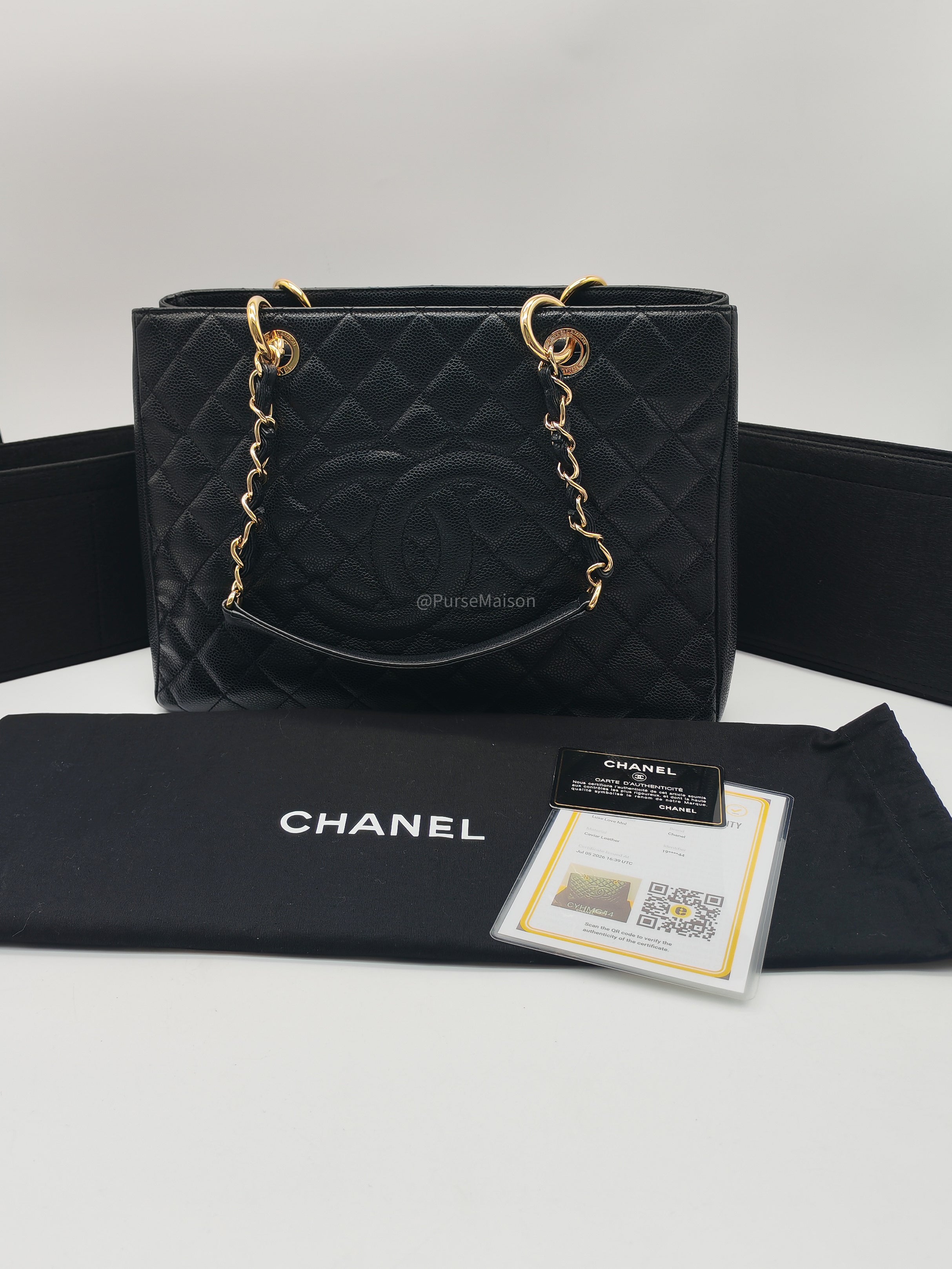 Chanel Grand Shopping Tote Bag (GST) in Black Quilted Caviar Leather Gold Hardware (Series 19)