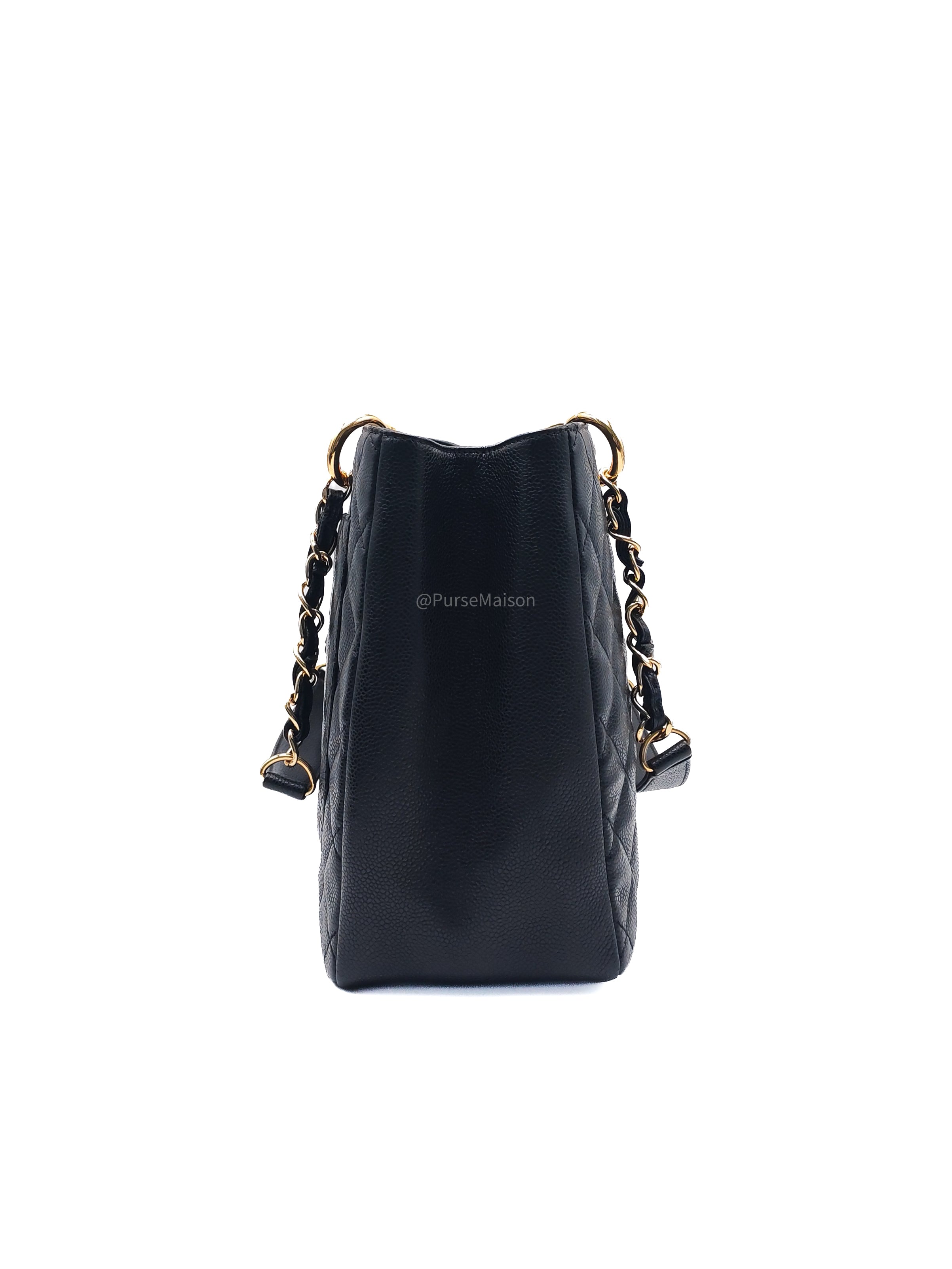 Chanel Grand Shopping Tote Bag (GST) in Black Quilted Caviar Leather Gold Hardware (Series 19)