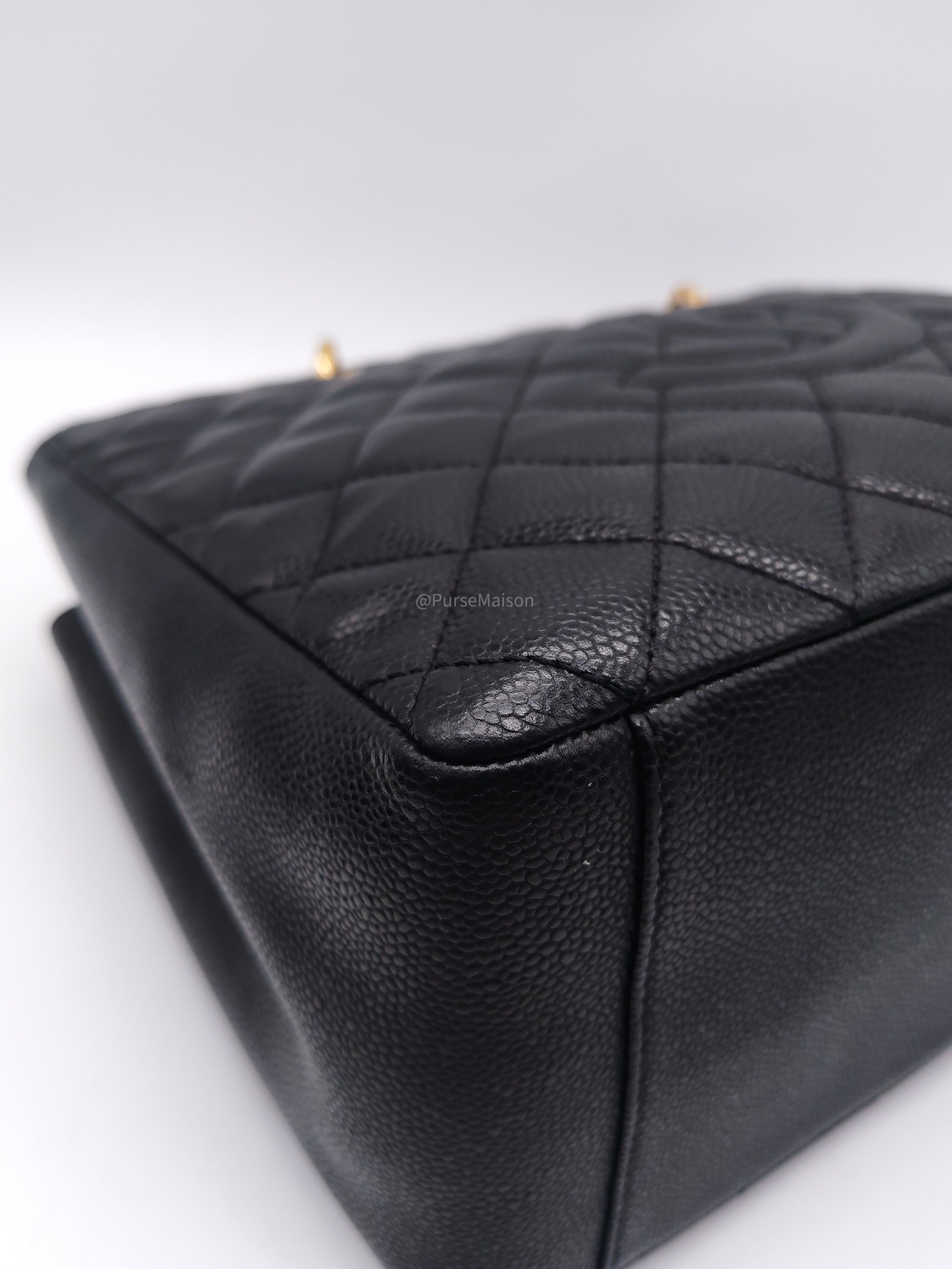 Chanel Grand Shopping Tote Bag (GST) in Black Quilted Caviar Leather Gold Hardware (Series 19)
