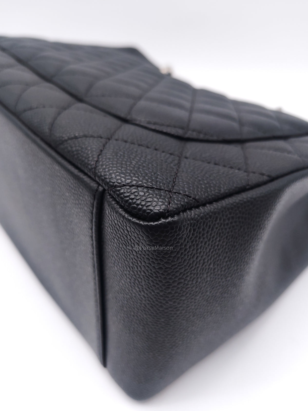 Chanel Grand Shopping Tote (GST) in Black Caviar Leather and Silver Hardware Series 16