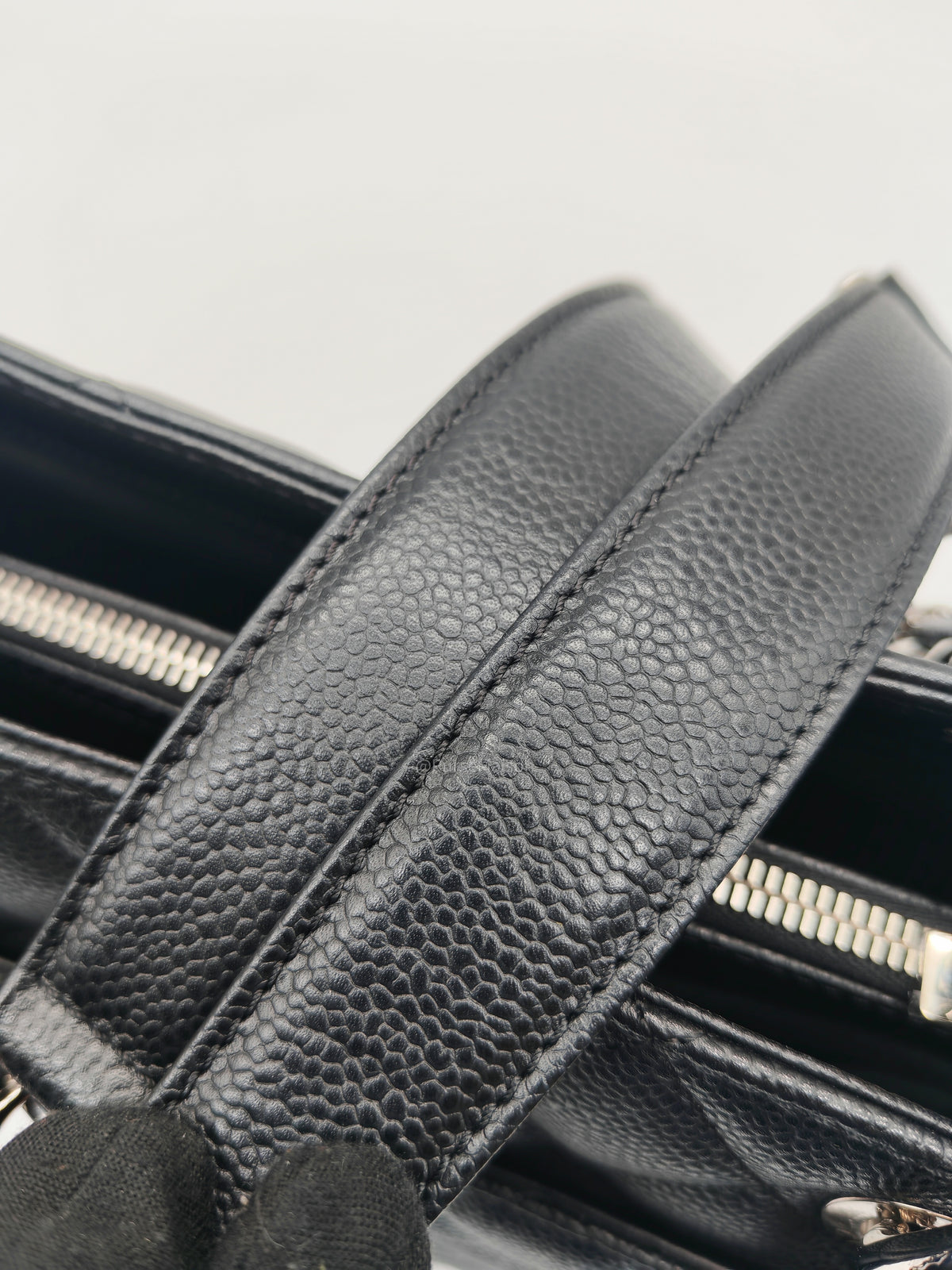 Chanel Grand Shopping Tote (GST) in Black Caviar Leather and Silver Hardware Series 16