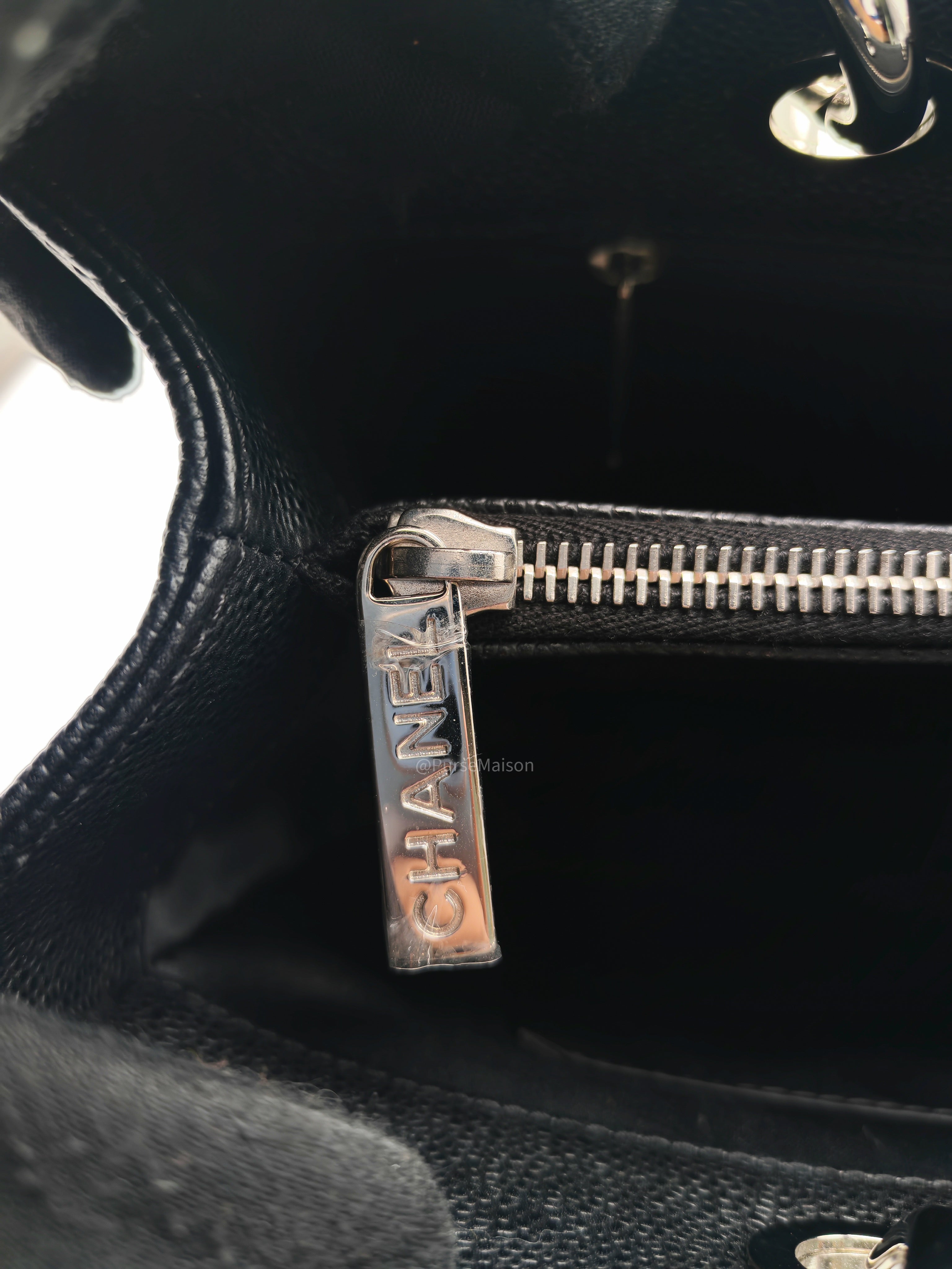 Chanel Grand Shopping Tote (GST) in Black Caviar Leather and Silver Hardware Series 16