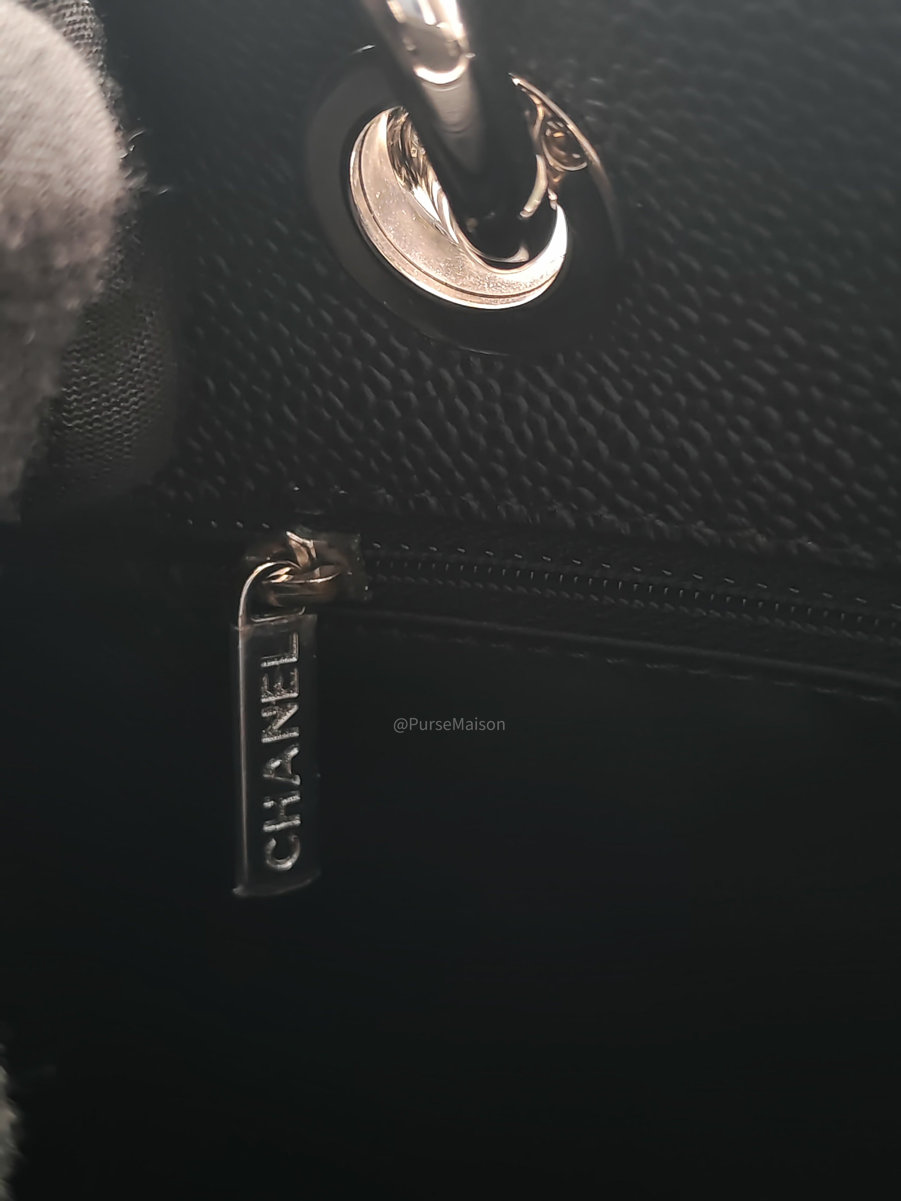 Chanel Grand Shopping Tote (GST) in Black Caviar Leather and Silver Hardware Series 16