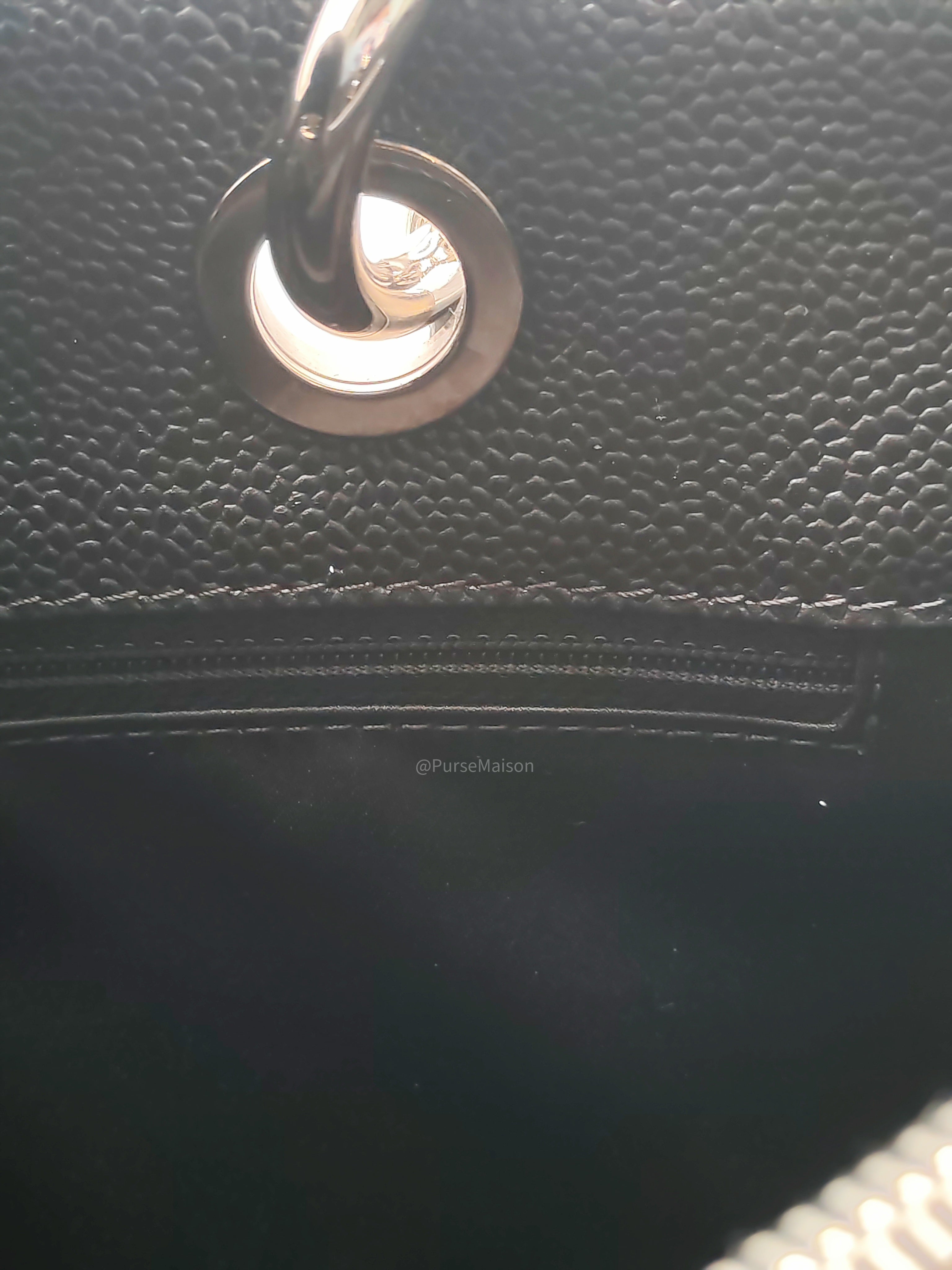 Chanel Grand Shopping Tote (GST) in Black Caviar Leather and Silver Hardware Series 16