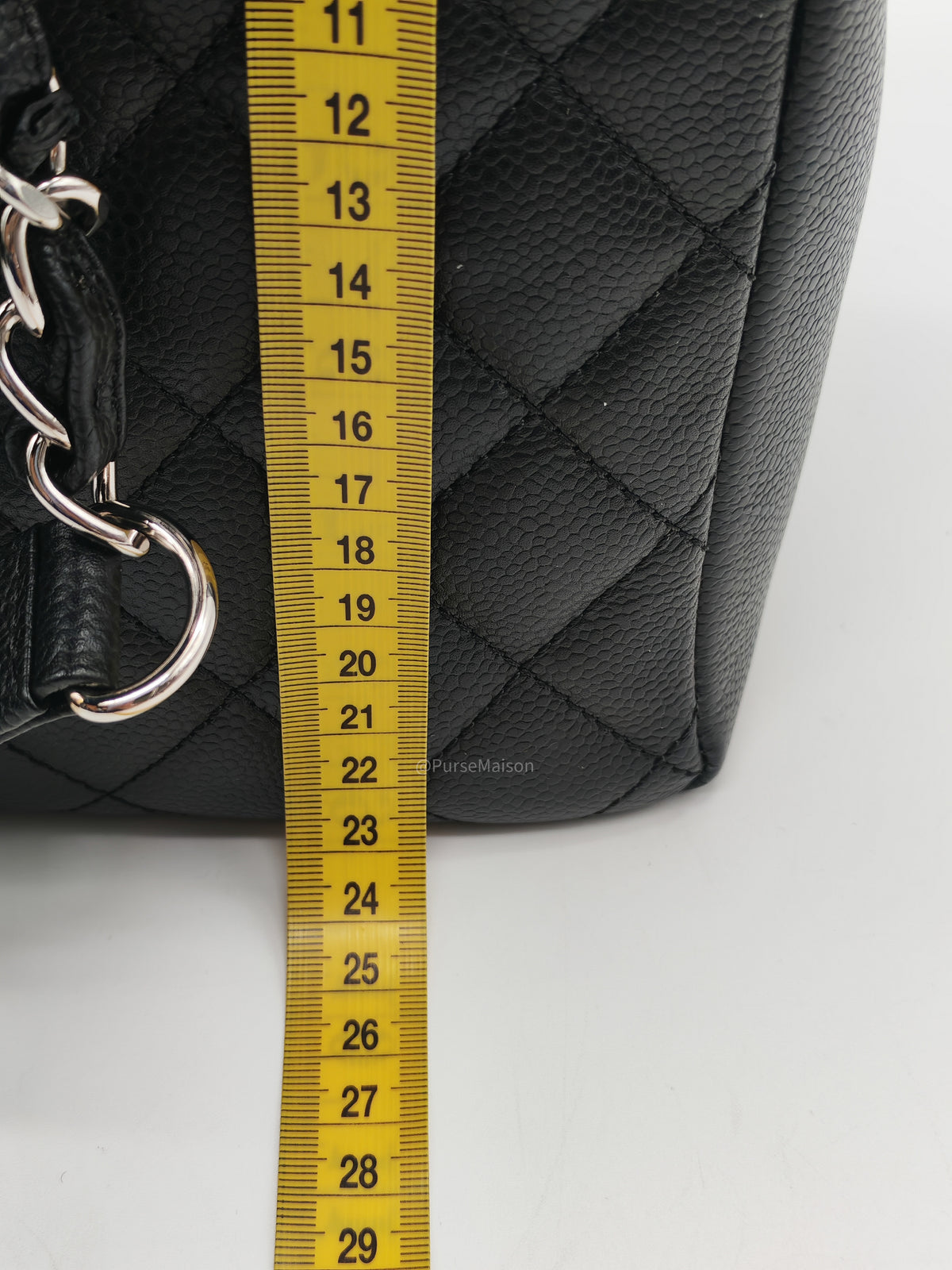 Chanel Grand Shopping Tote (GST) in Black Caviar Leather and Silver Hardware Series 16