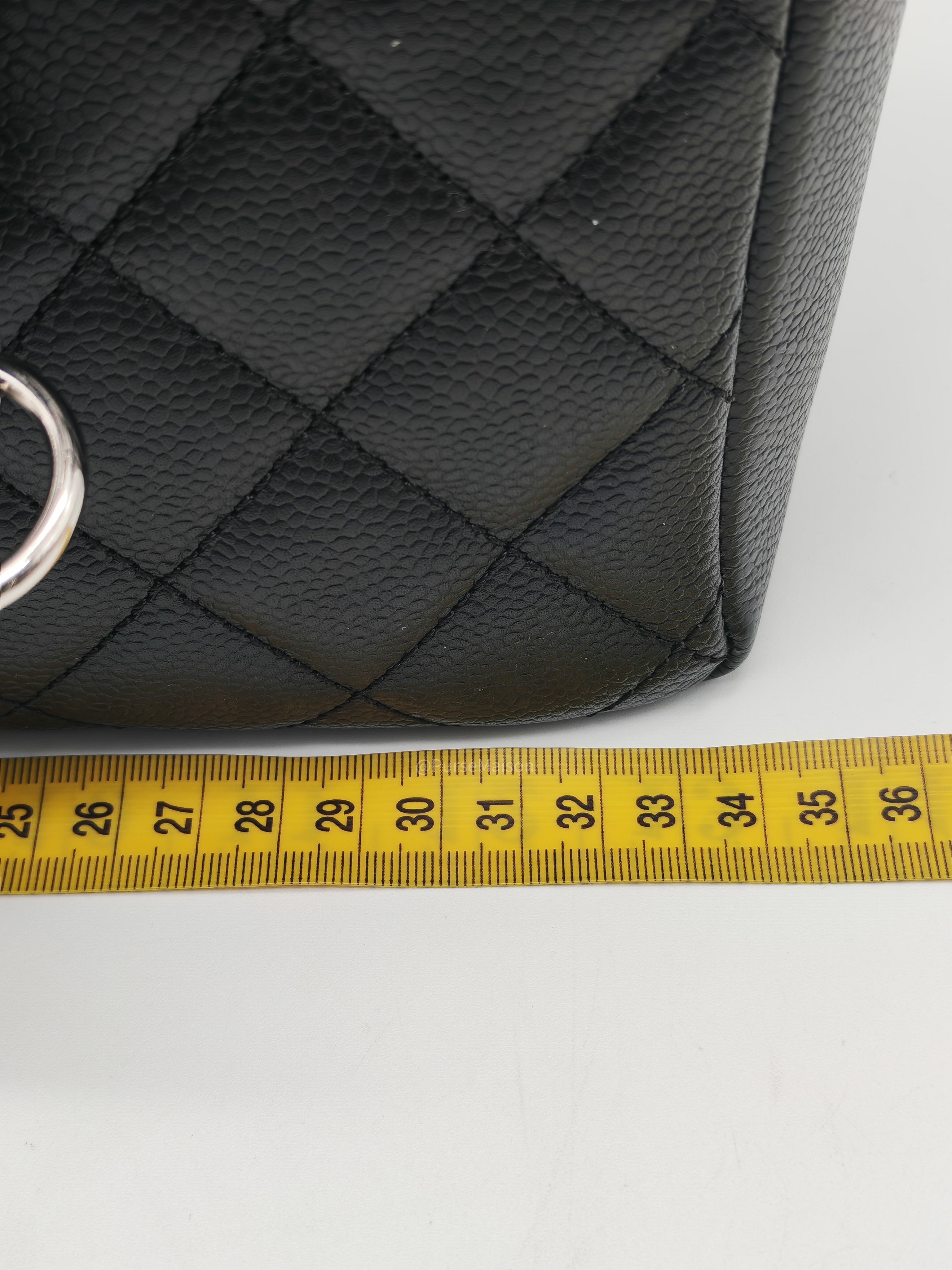 Chanel Grand Shopping Tote (GST) in Black Caviar Leather and Silver Hardware Series 16