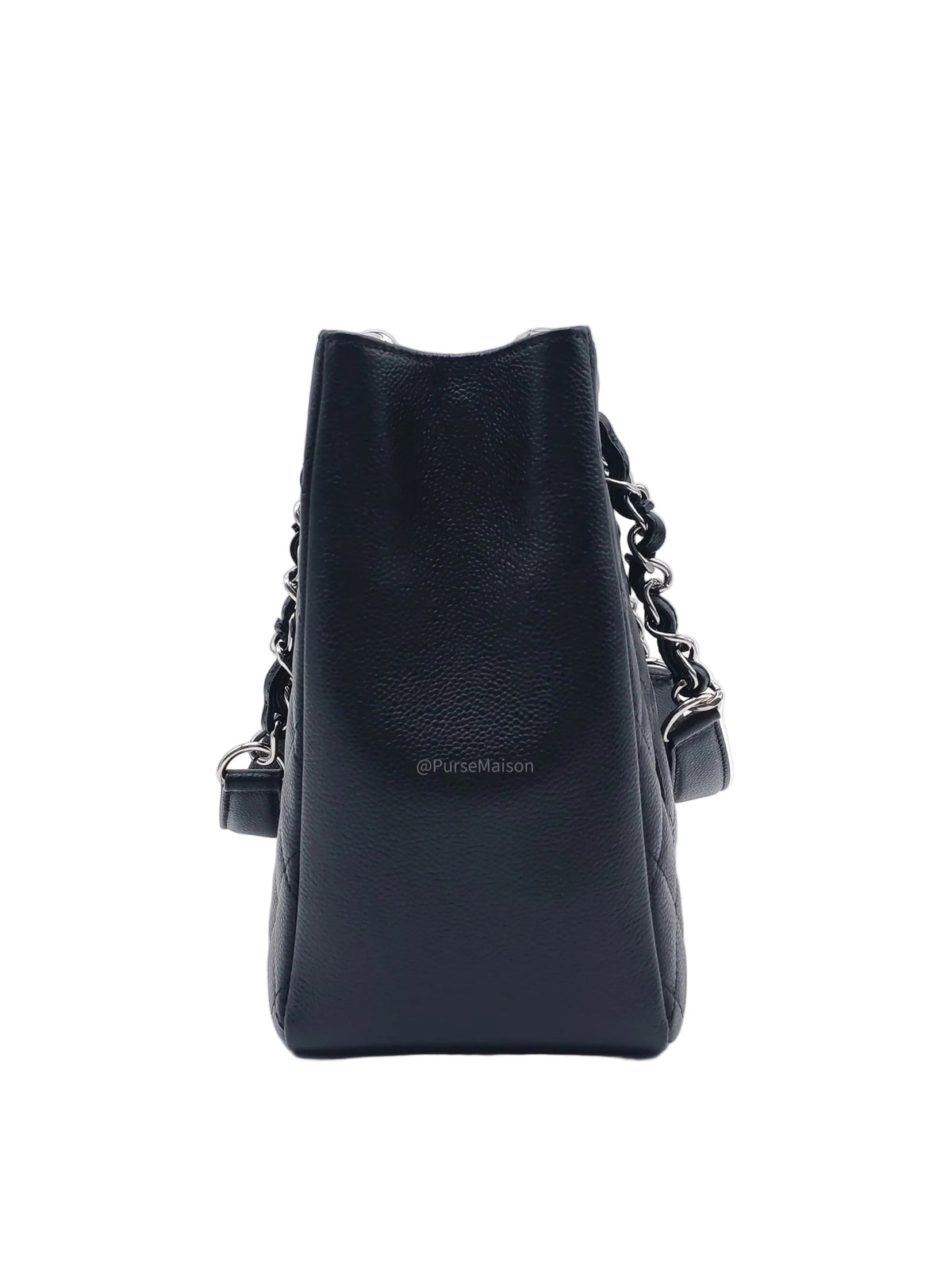 Chanel Grand Shopping Tote (GST) in Black Caviar Leather and Silver Hardware Series 16