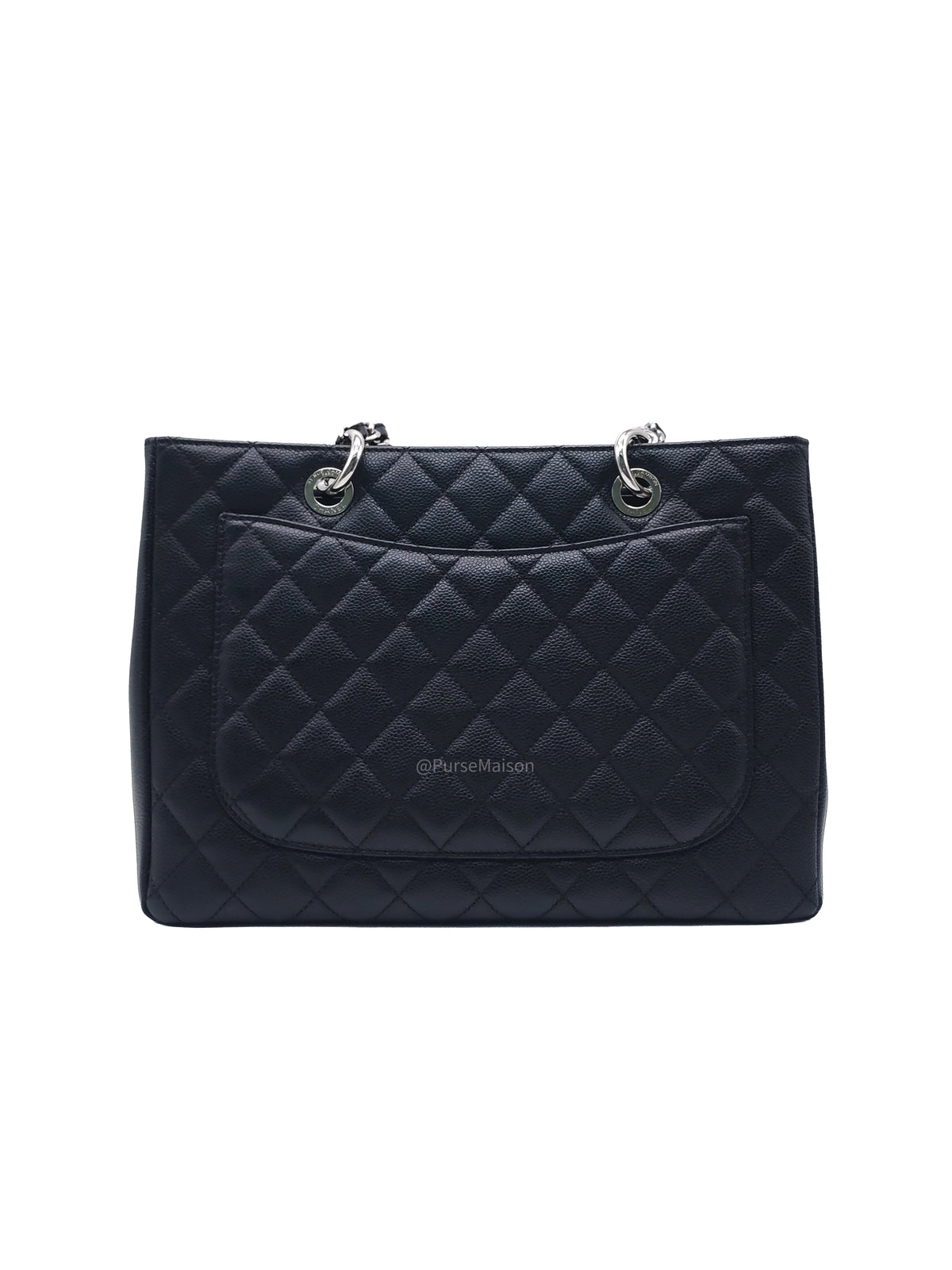 Chanel Grand Shopping Tote (GST) in Black Caviar Leather and Silver Hardware Series 16