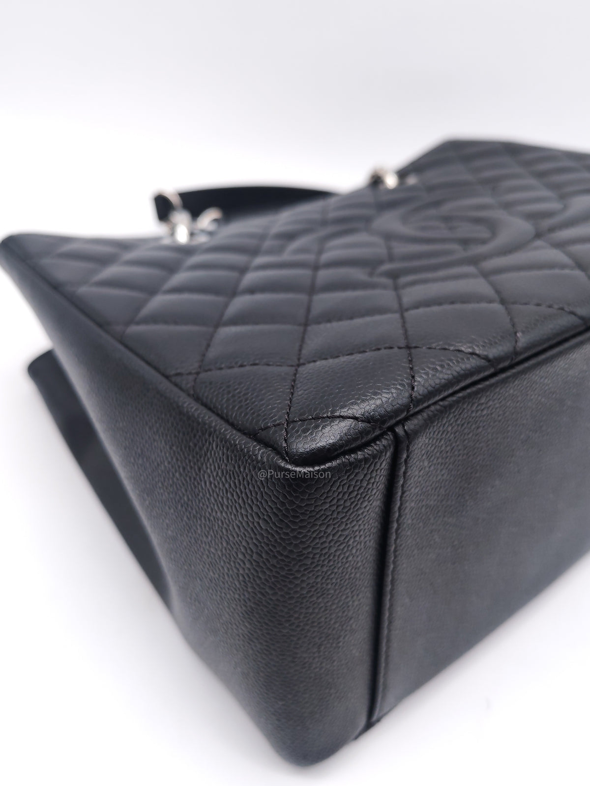 Chanel Grand Shopping Tote (GST) in Black Caviar Leather and Silver Hardware Series 16