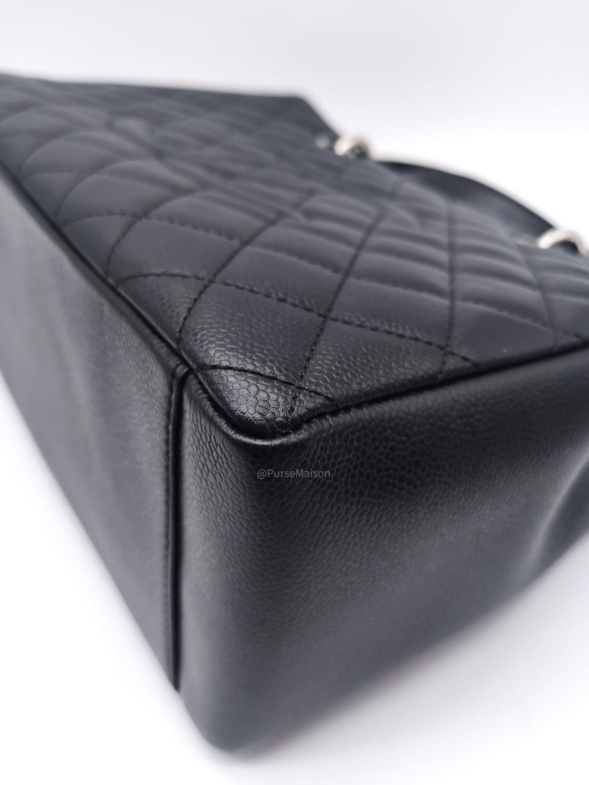 Chanel Grand Shopping Tote (GST) in Black Caviar Leather and Silver Hardware Series 16