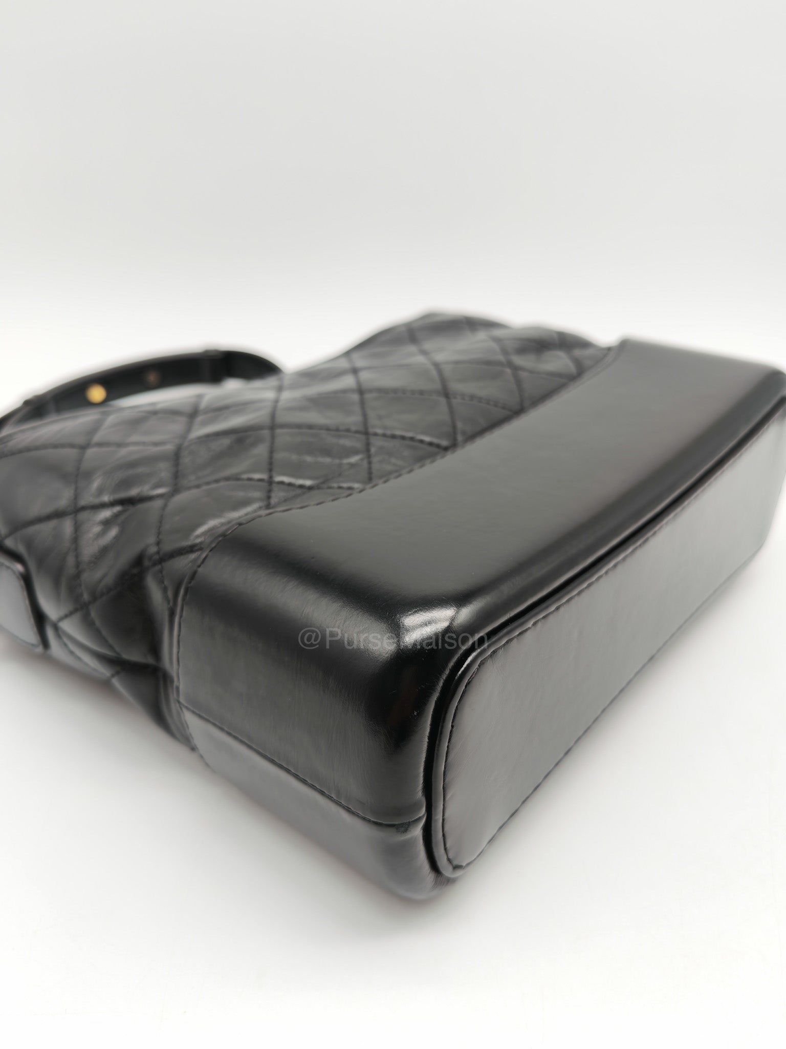 Chanel Gabrielle Medium in Black Quilted Lambskin Leather Hobo Bag in Black Mix Hardware Series 30