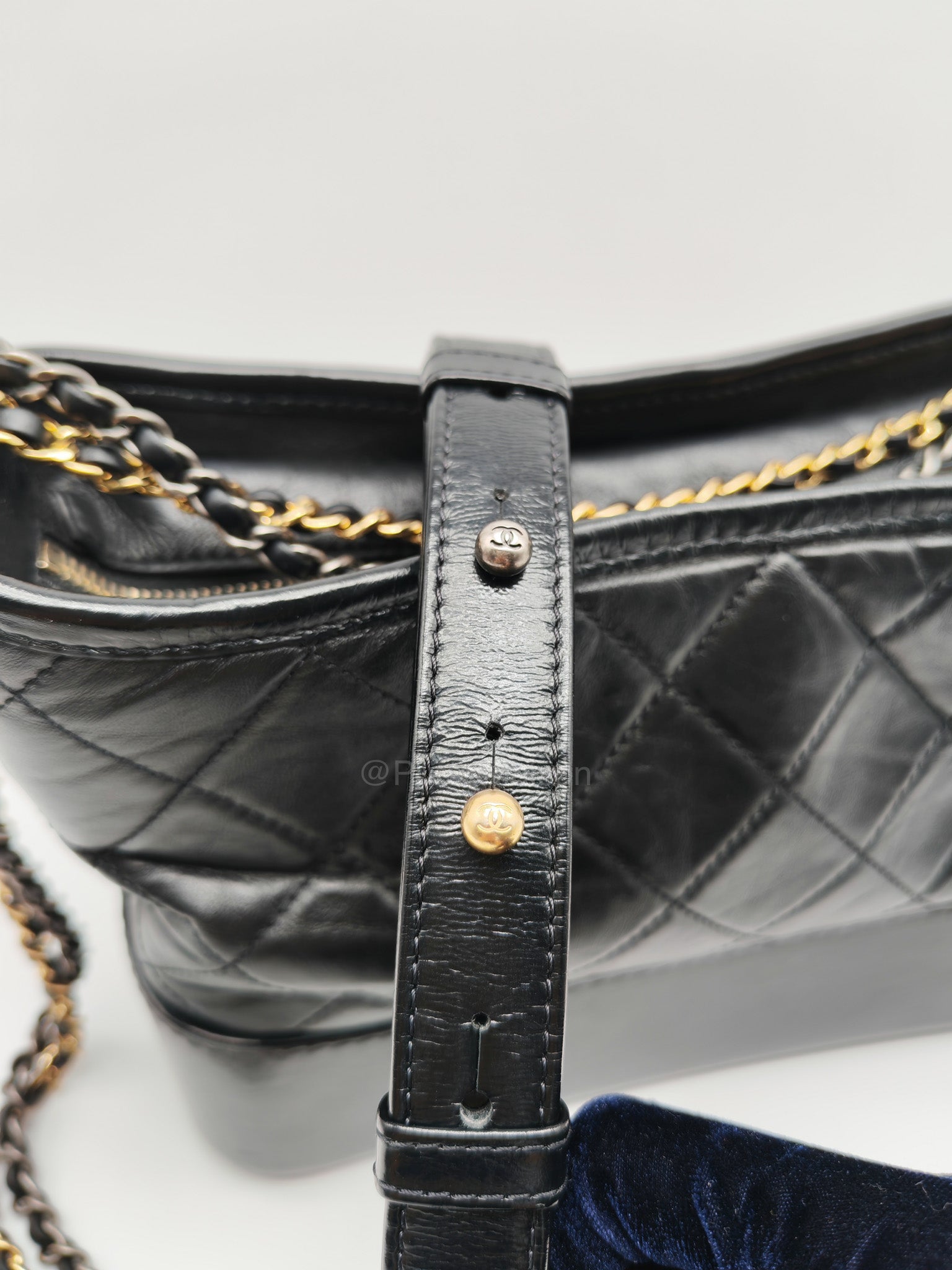 Chanel Gabrielle Medium in Black Quilted Lambskin Leather Hobo Bag in Black Mix Hardware Series 30