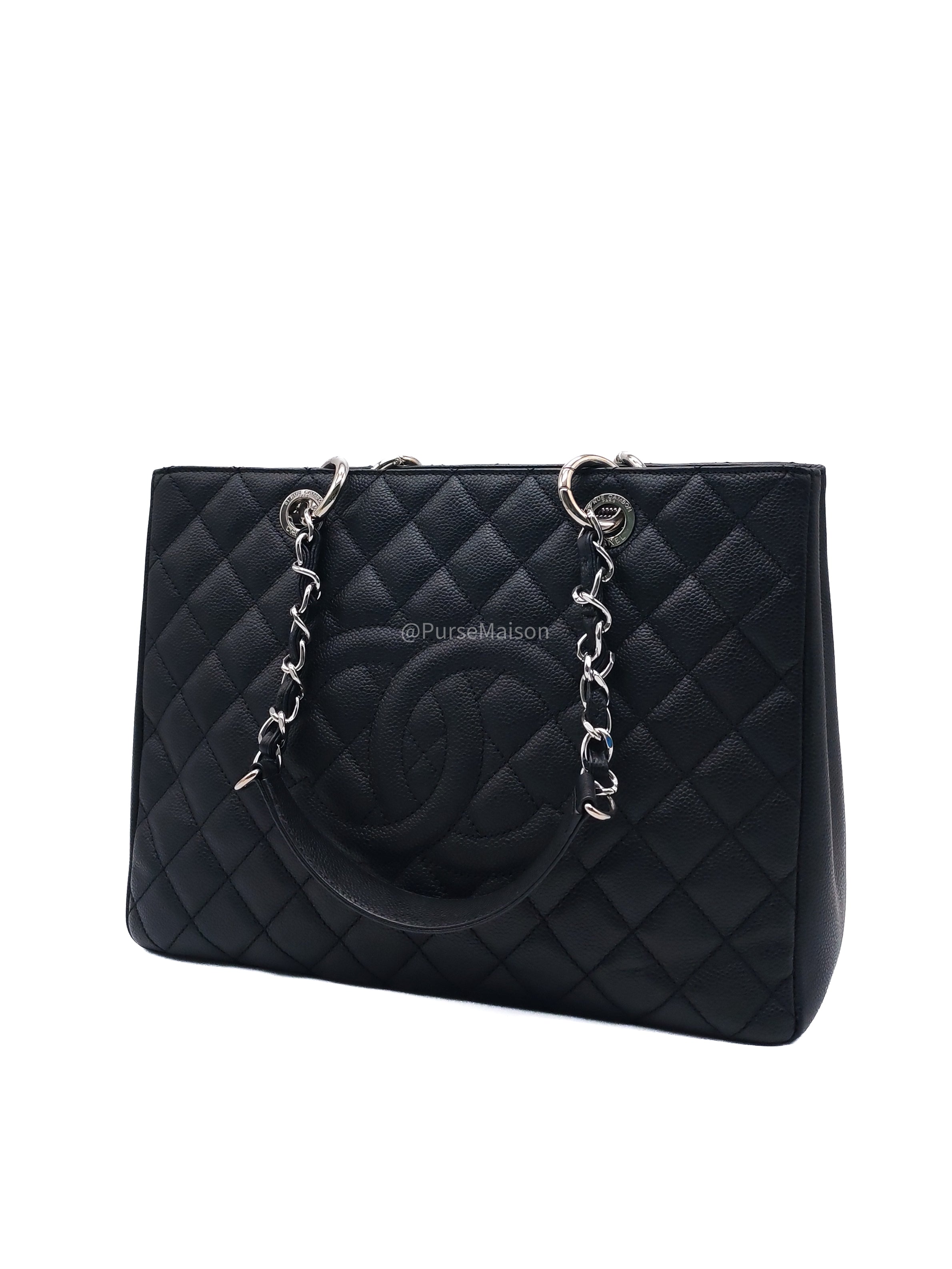Chanel Grand Shopping Tote Bag (GST) in Black Caviar Leather Silver Hardware (Series 17****92)