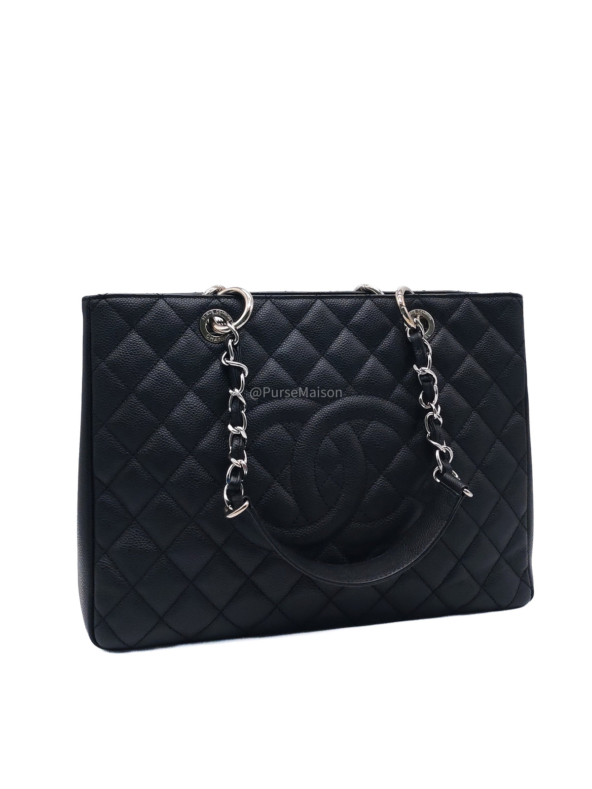 Chanel Grand Shopping Tote Bag (GST) in Black Caviar Leather Silver Hardware (Series 17****92)