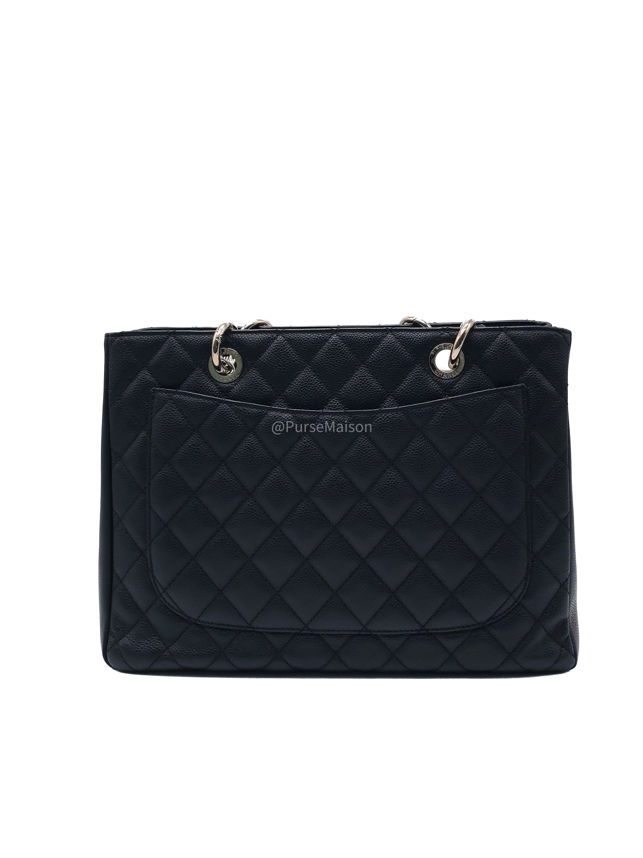 Chanel Grand Shopping Tote Bag (GST) in Black Caviar Leather Silver Hardware (Series 17****92)