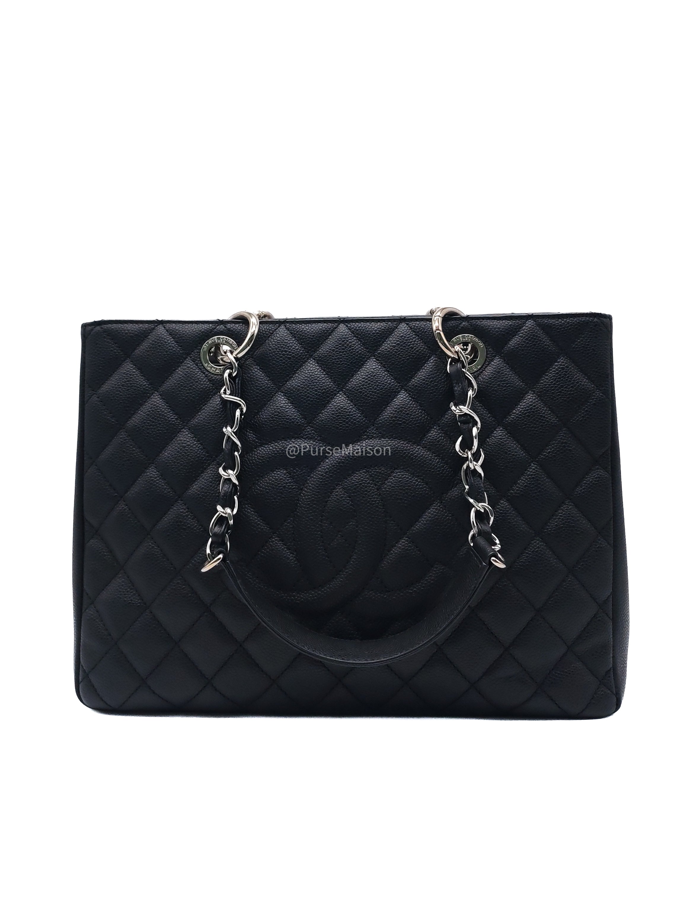 Chanel Grand Shopping Tote Bag (GST) in Black Caviar Leather Silver Hardware (Series 17****92)