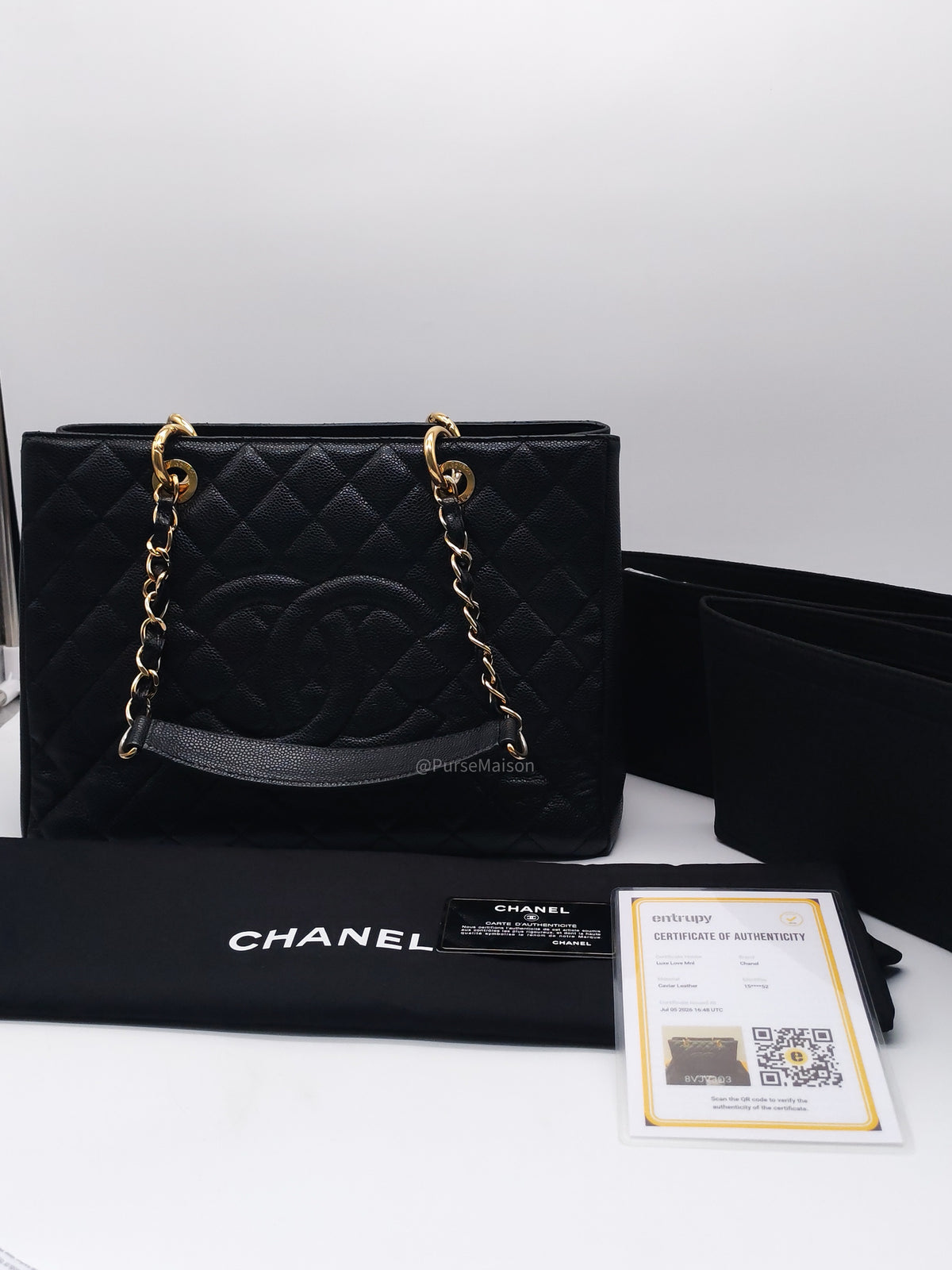Chanel Grand Shopping Tote Bag (GST) in Black Quilted Caviar Leather Gold Hardware (Series 15***52)