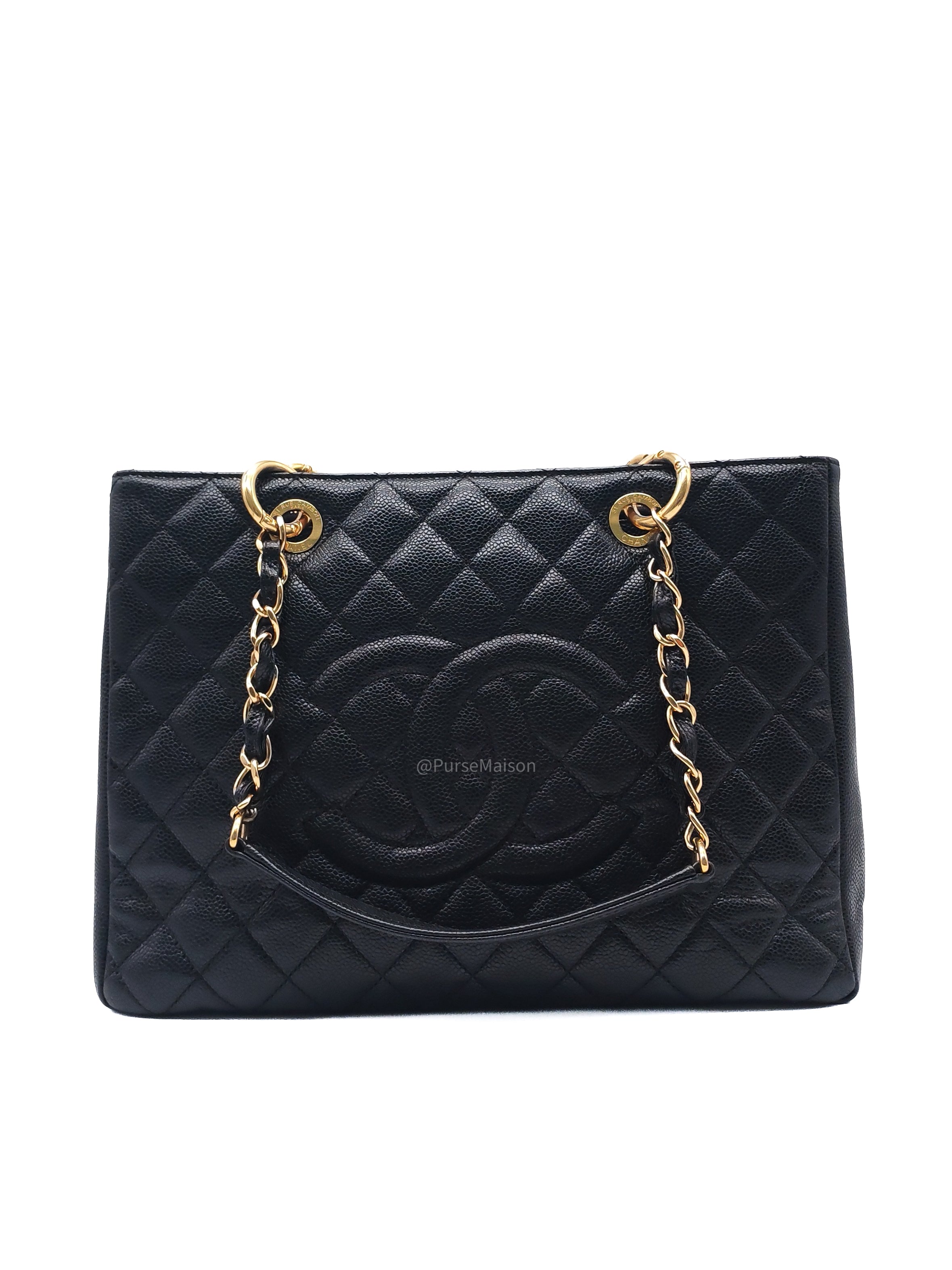 Chanel Grand Shopping Tote Bag (GST) in Black Quilted Caviar Leather Gold Hardware (Series 15***52)