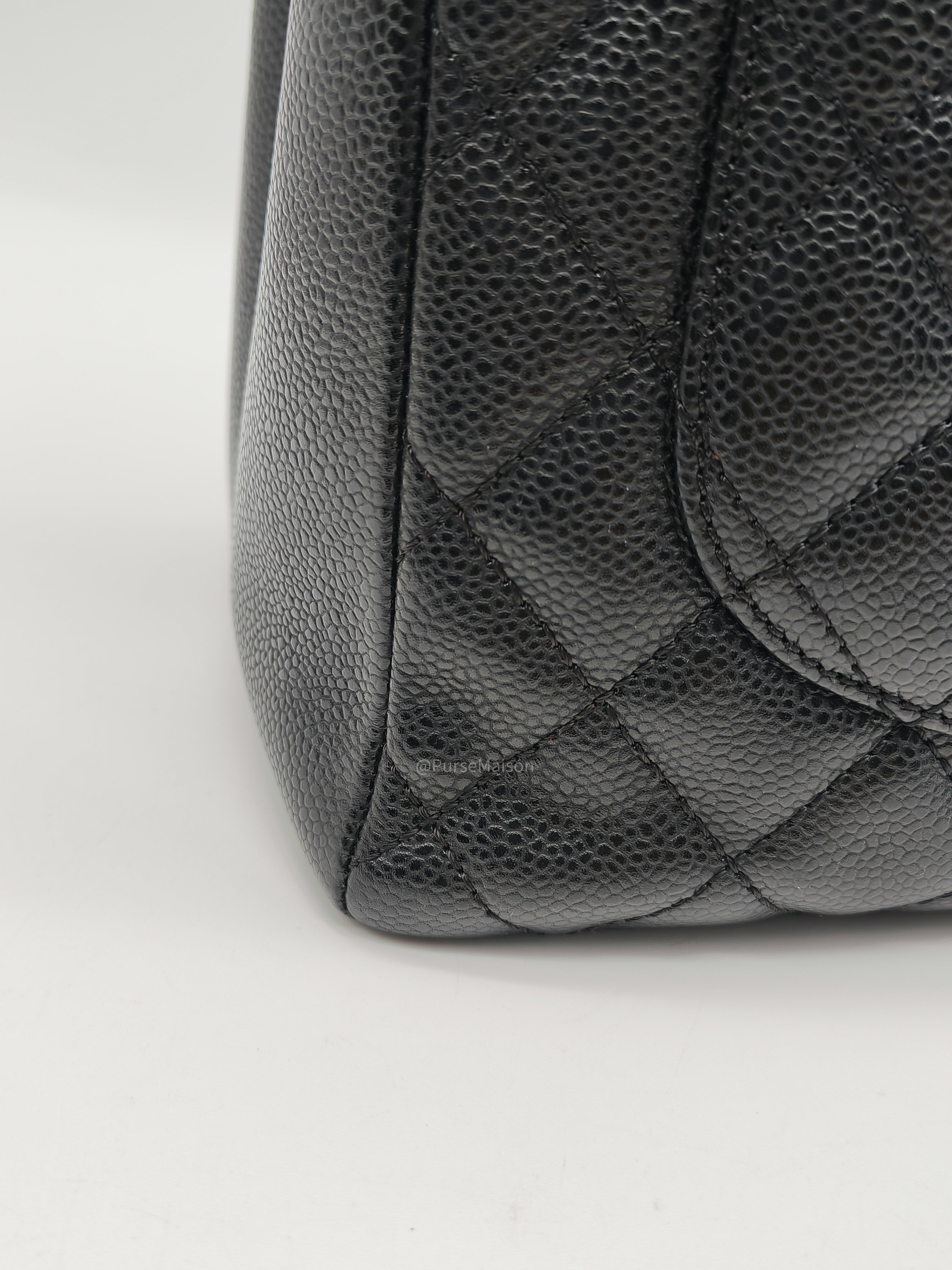 Chanel Grand Shopping Tote Bag (GST) in Black Quilted Caviar Leather and Gold Hardware Series 17