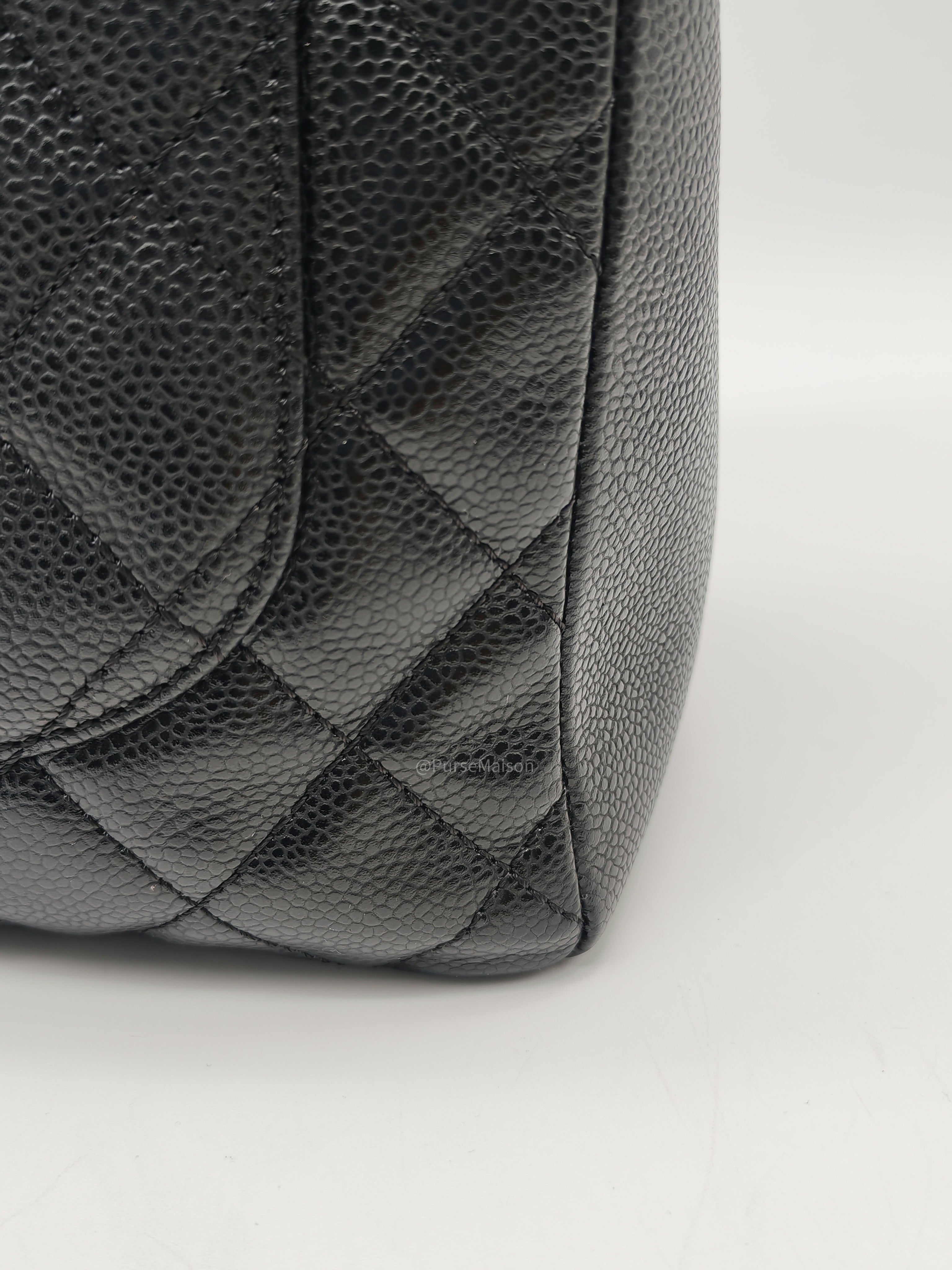 Chanel Grand Shopping Tote Bag (GST) in Black Quilted Caviar Leather and Gold Hardware Series 17