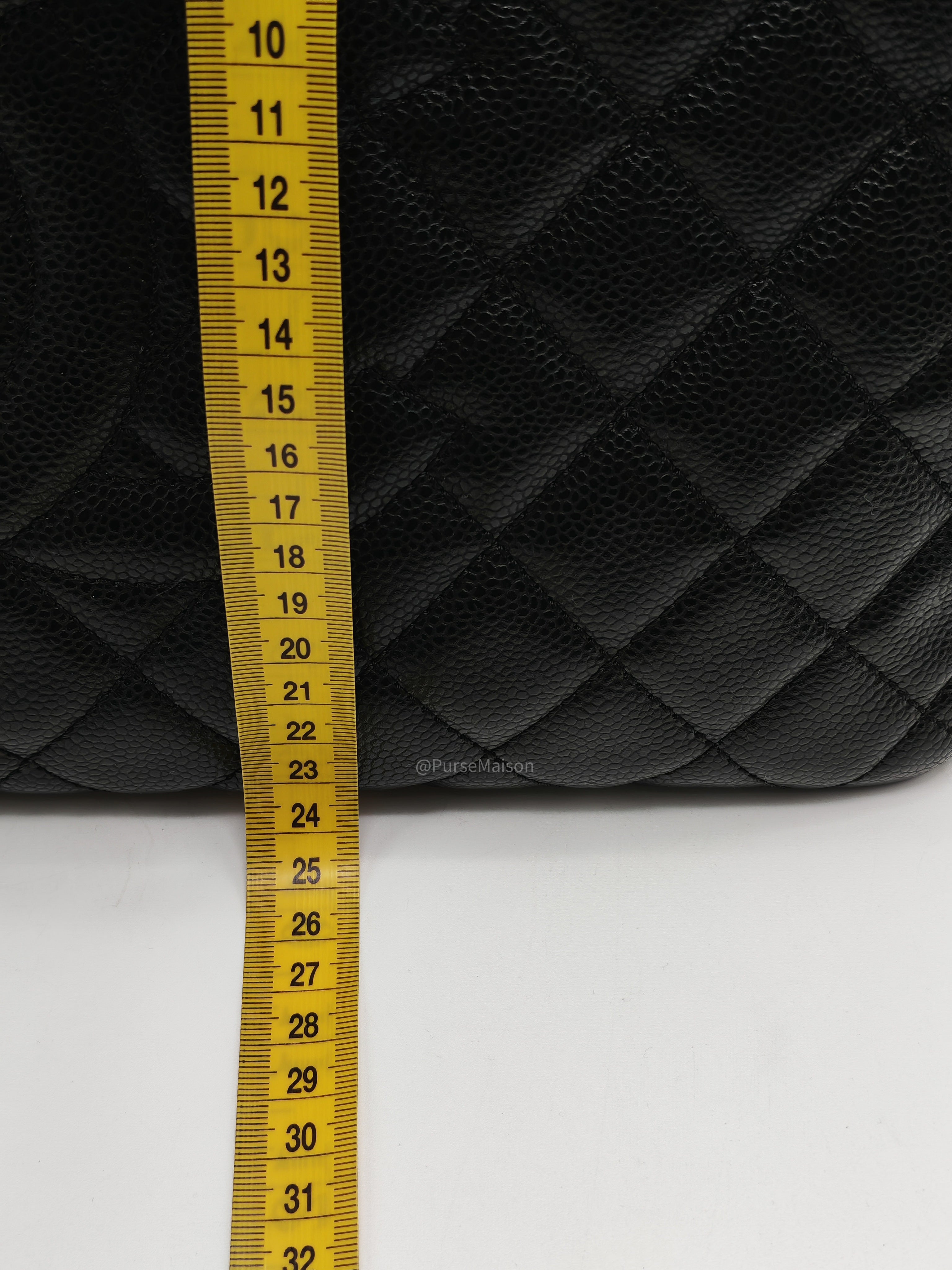 Chanel Grand Shopping Tote Bag (GST) in Black Quilted Caviar Leather and Gold Hardware Series 17