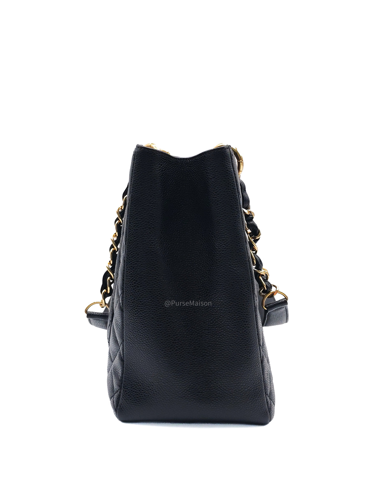 Chanel Grand Shopping Tote Bag (GST) in Black Quilted Caviar Leather and Gold Hardware Series 17