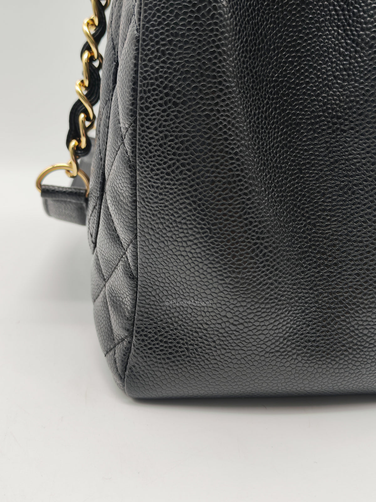 Chanel Grand Shopping Tote Bag (GST) in Black Quilted Caviar Leather and Gold Hardware Series 17