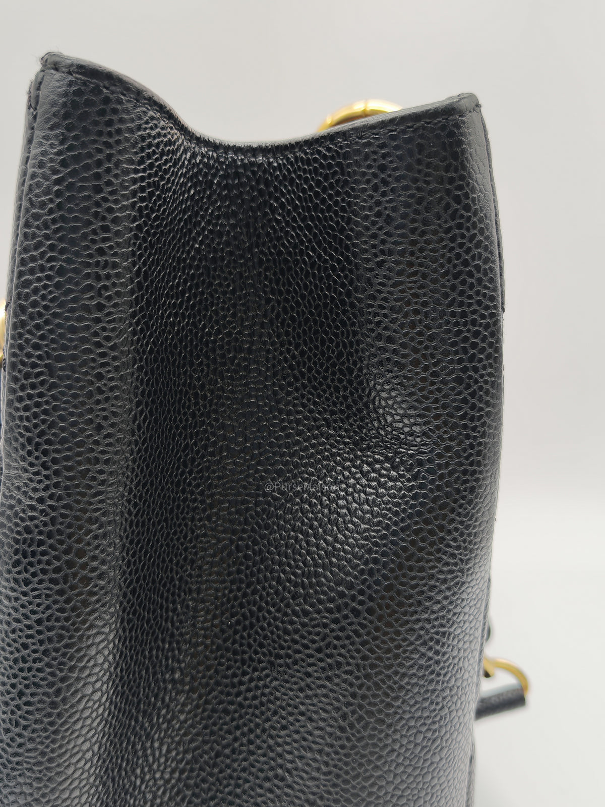 Chanel Grand Shopping Tote Bag (GST) in Black Quilted Caviar Leather and Gold Hardware Series 17