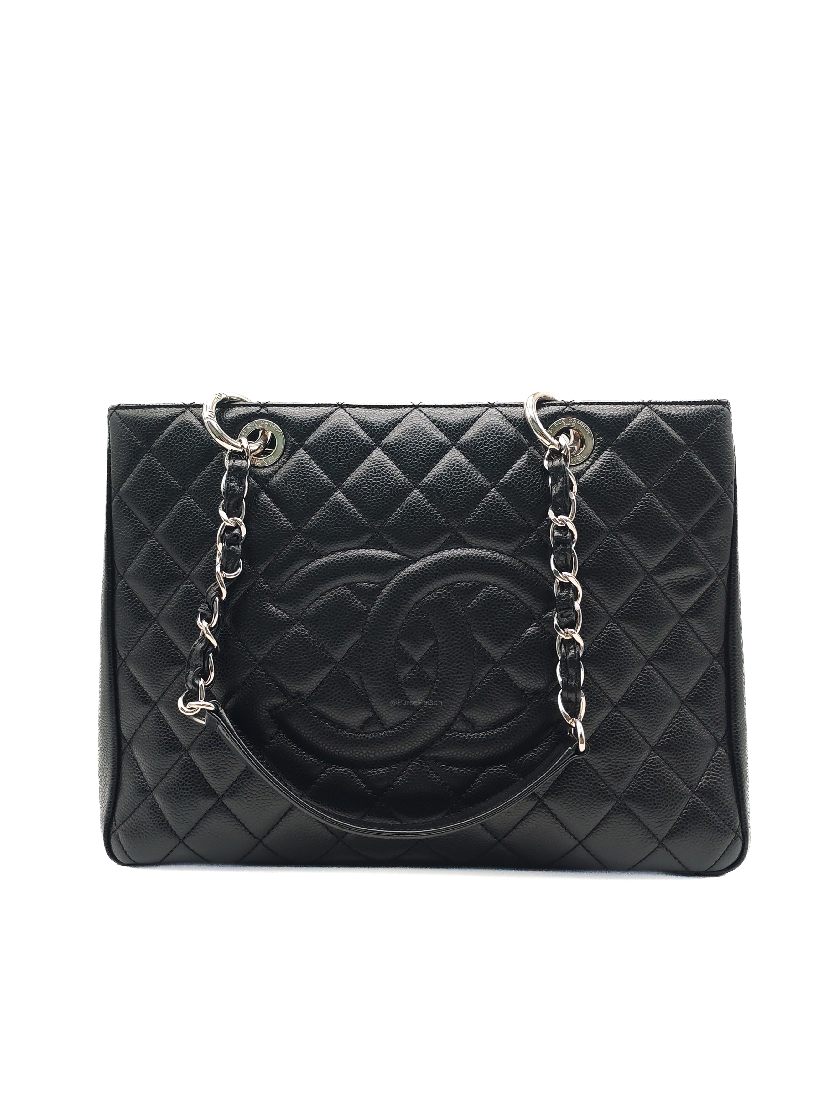 Chanel Grand Shopping Tote Bag (GST) in Black Caviar Leather Silver Hardware (Series 19****45)