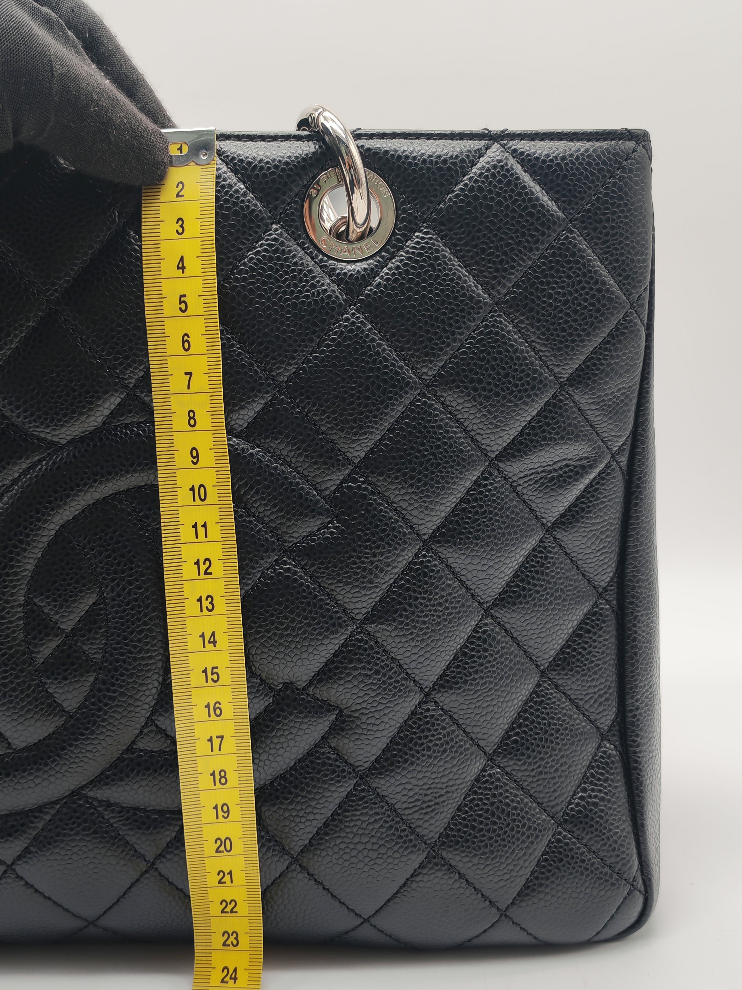 Chanel Grand Shopping Tote Bag (GST) in Black Caviar Leather Silver Hardware (Series 19****45)