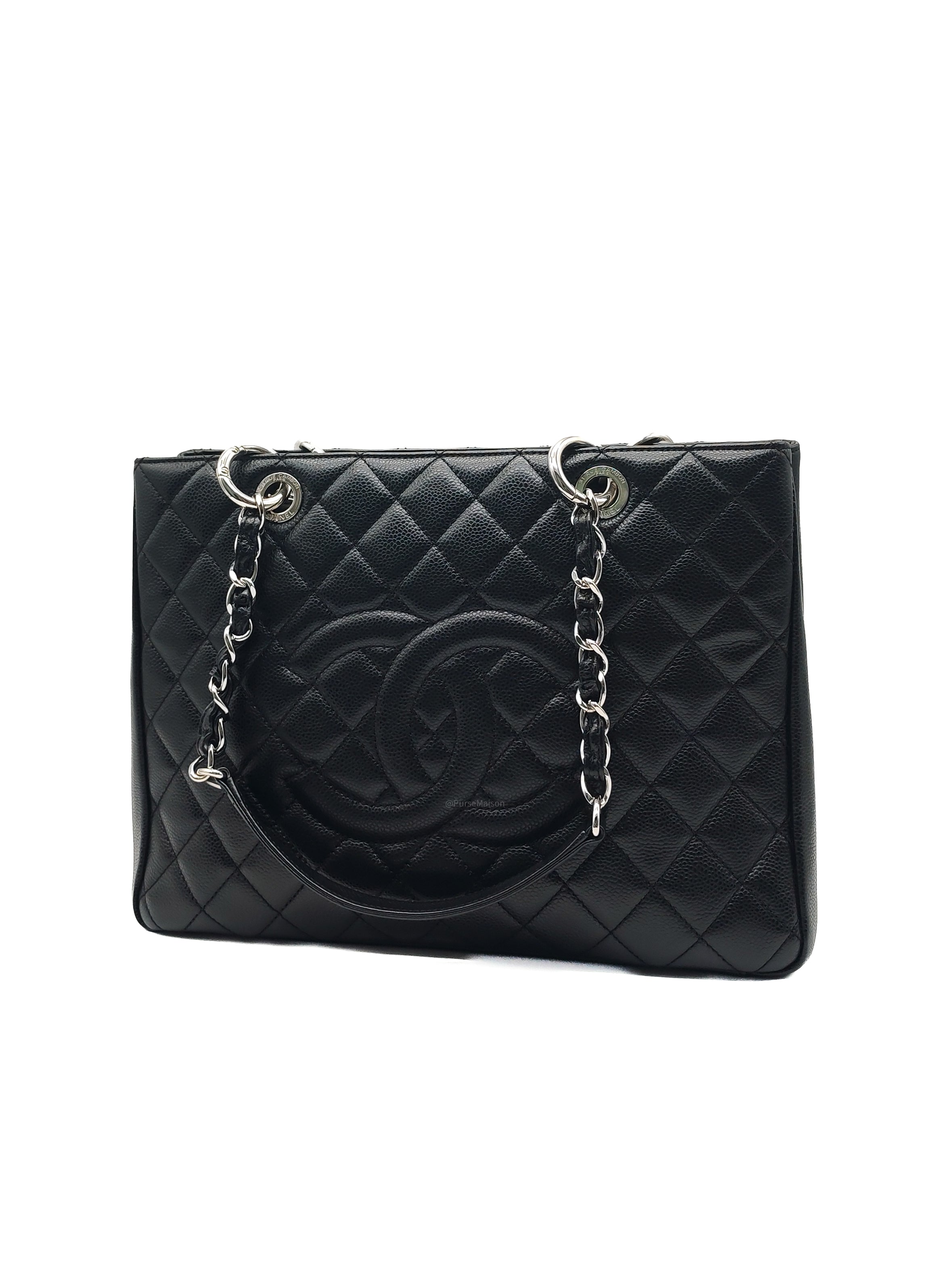Chanel Grand Shopping Tote Bag (GST) in Black Caviar Leather Silver Hardware (Series 19****45)
