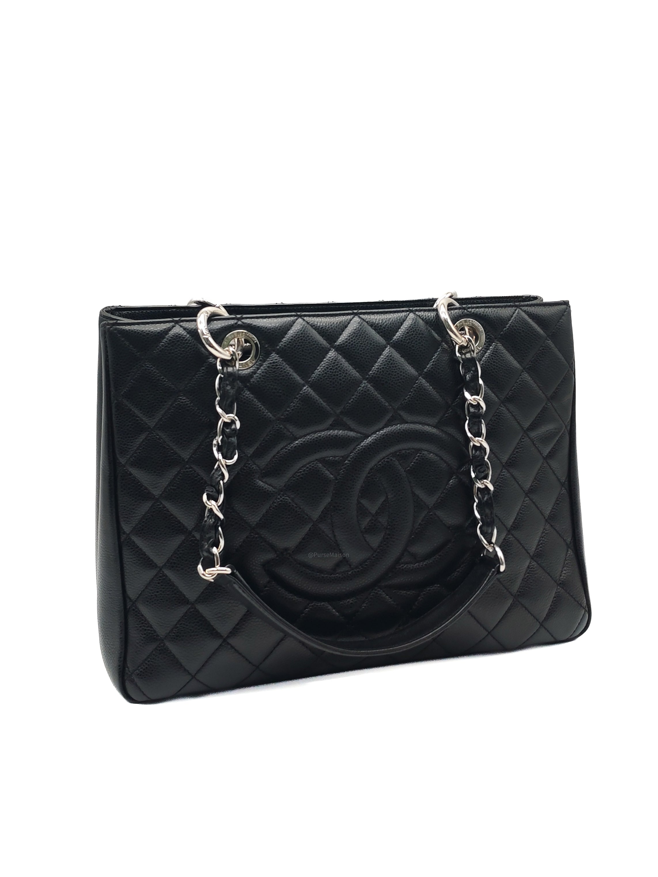 Chanel Grand Shopping Tote Bag (GST) in Black Caviar Leather Silver Hardware (Series 19****45)